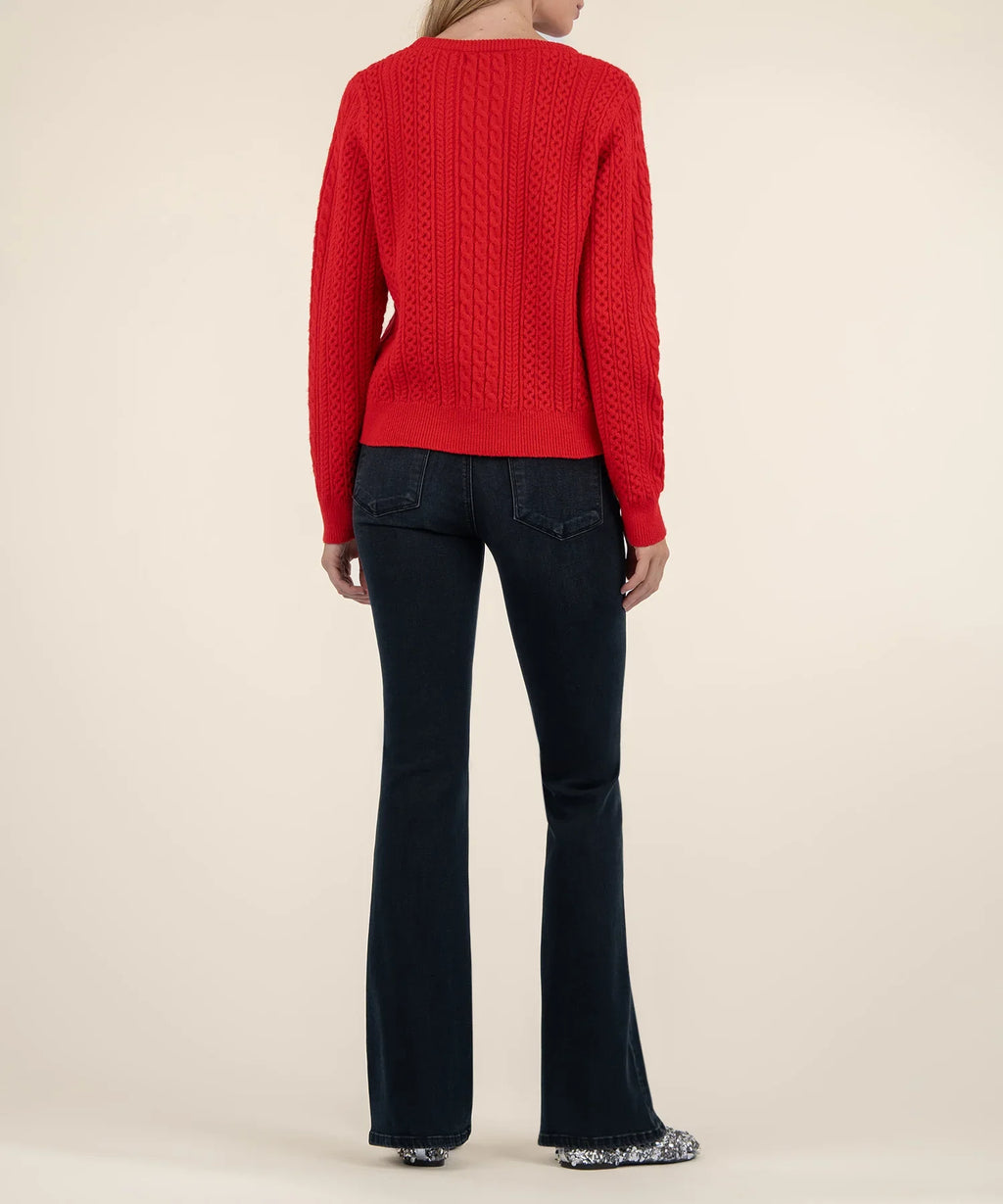 KADOU BOUTIQUE Emerson Scoop Neck Red Sweater — side view