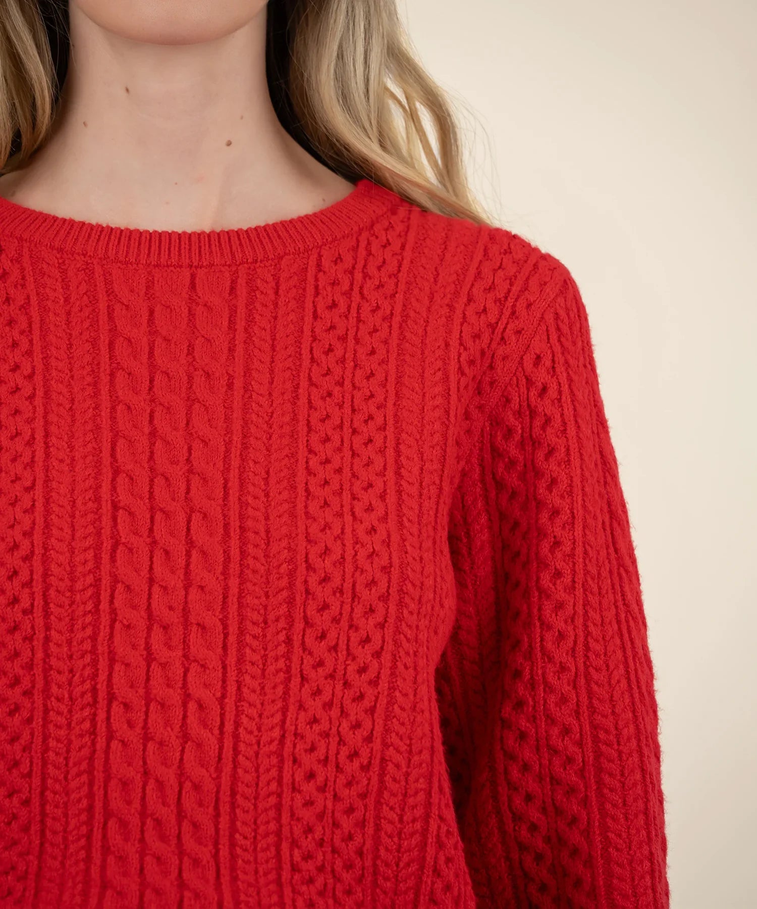 KADOU BOUTIQUE Emerson Scoop Neck Red Sweater — lifestyle context