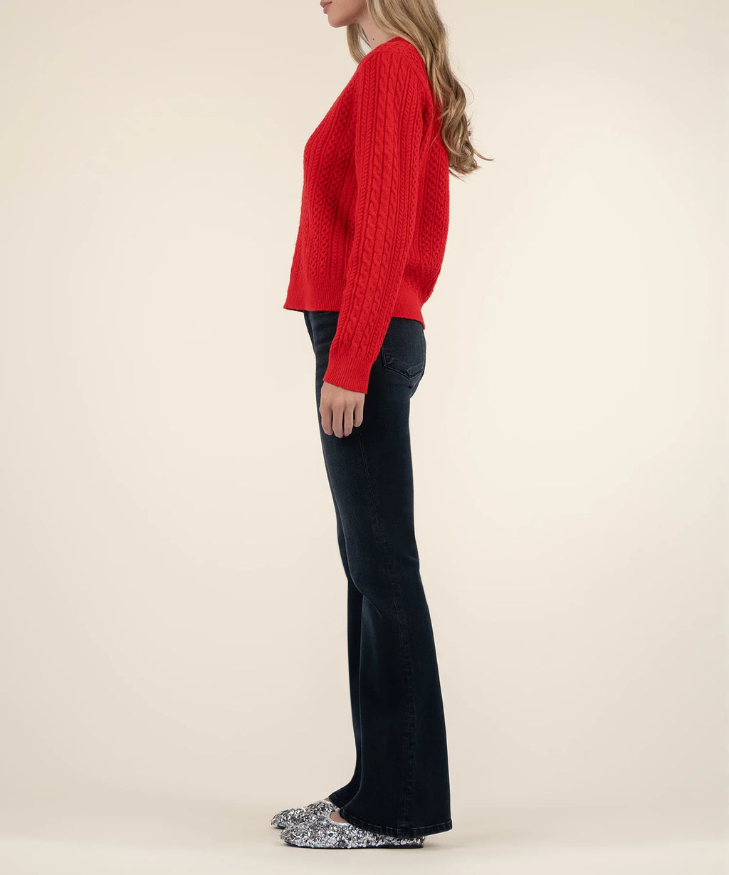 KADOU BOUTIQUE Emerson Scoop Neck Red Sweater — detail close-up