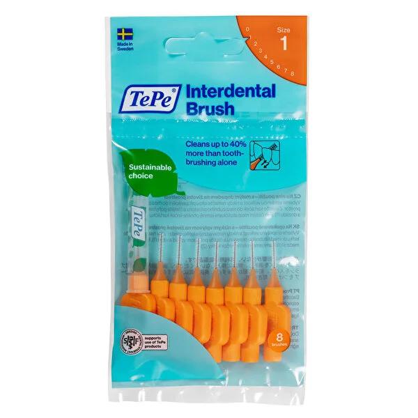Tepe Interdental Brush 0.45 mm - Orange 8-Pack - Swedish Quality for Effective Oral Hygiene