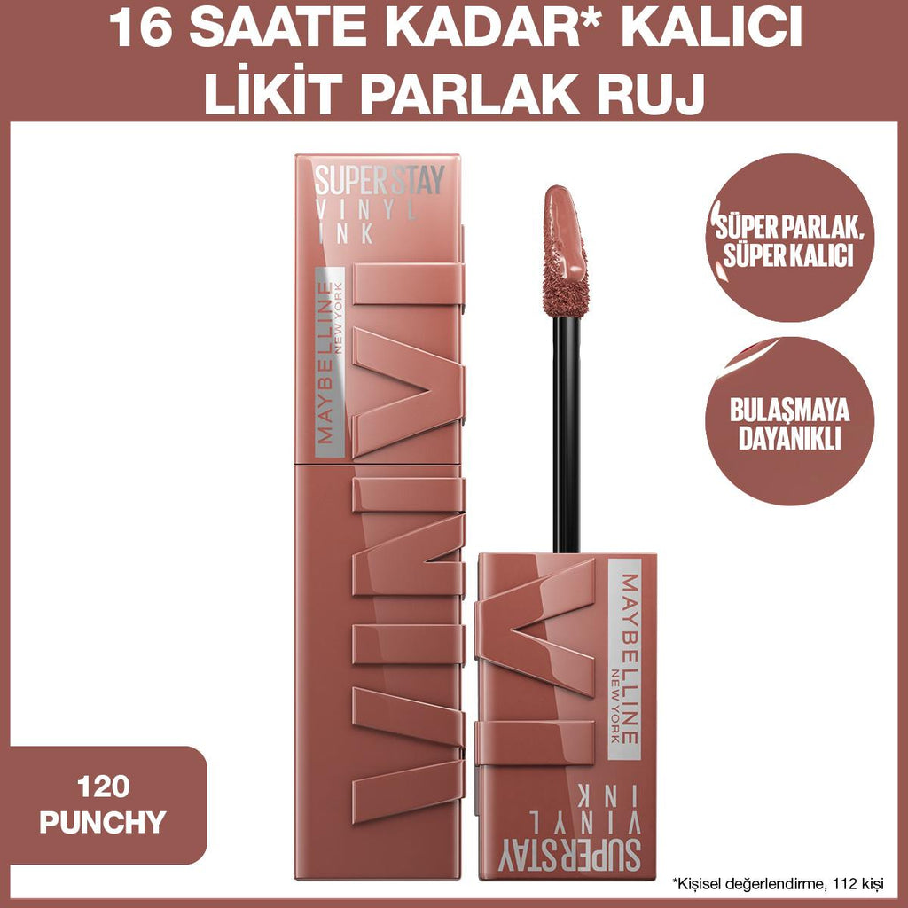 Maybelline New York Super Stay Vinyl Ink Long Lasting Liquid Lipstick - 16 Hour Wear, High Shine Finish, Smudge Resistant