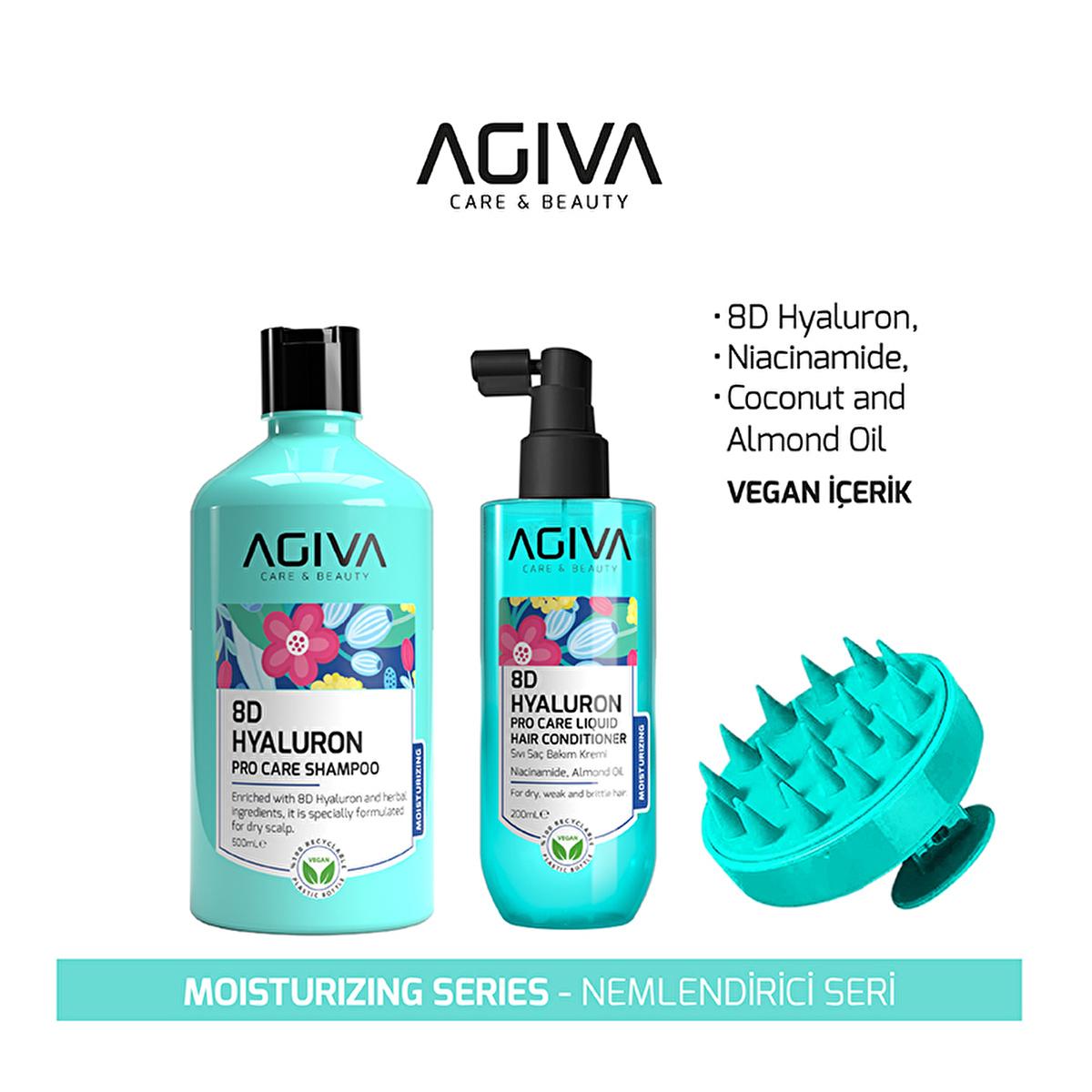 Agiva 8D Hyaluron Hair Care Set: Intense Hydration, Detangling Leave-In Conditioner - Dry & Damaged Hair Repair