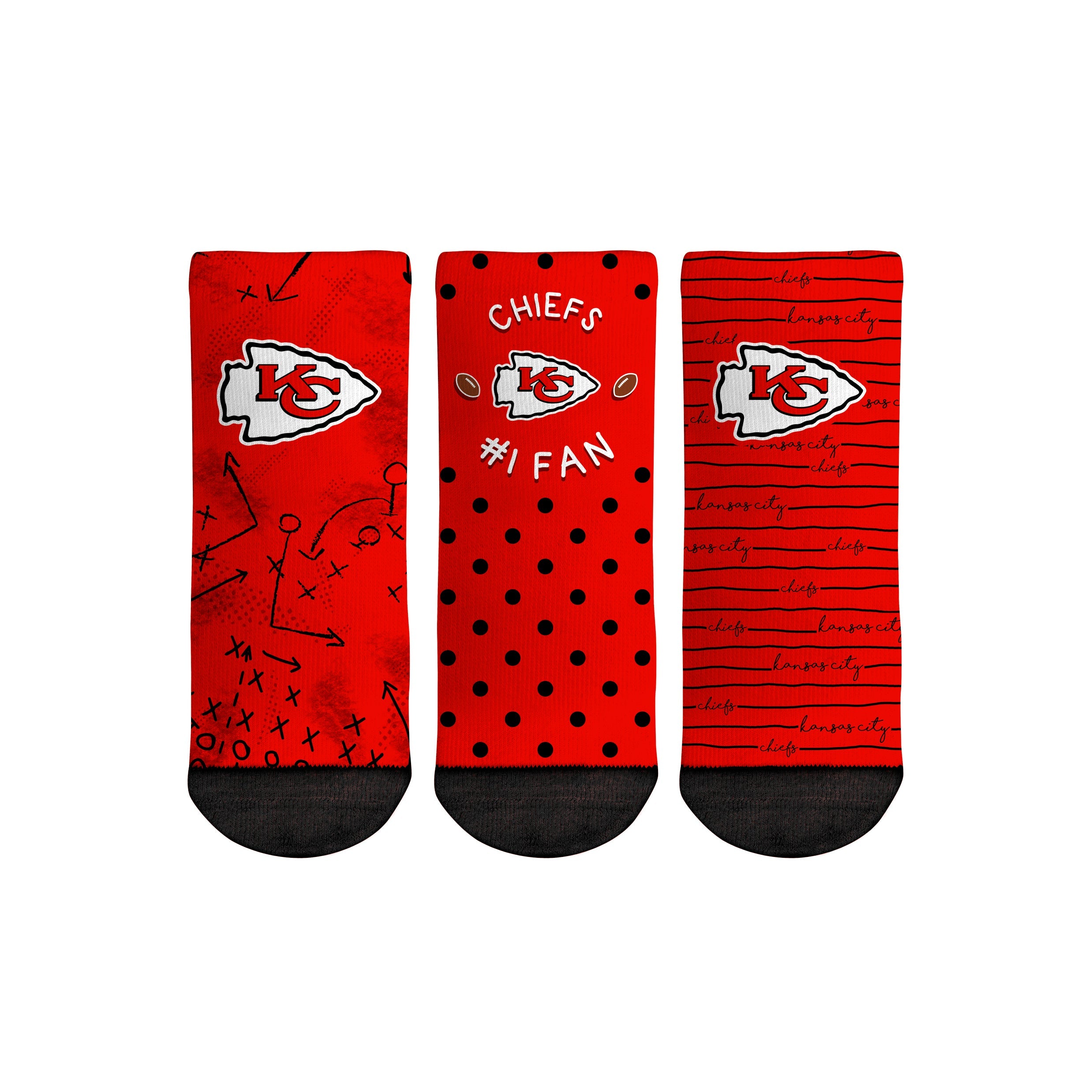 Rock 'Em Socks Rock 'Em Socks Kansas City Chiefs - Number 1 Fan 3-Pack (Toddler) — main product shot