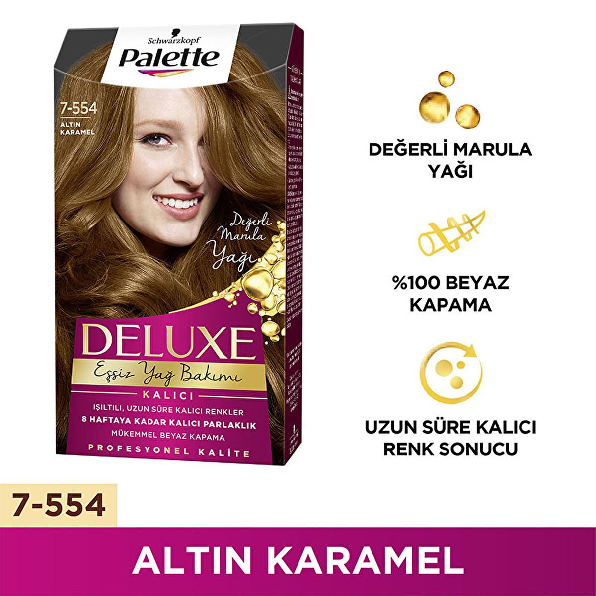 Palette Deluxe 7-554 Golden Caramel Hair Dye: Rich, Long-Lasting Color & Shine - At Home Permanent Hair Color