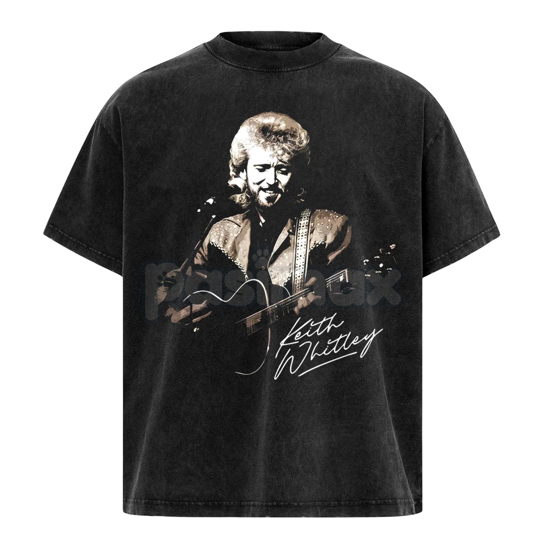 Pasimax Keith Whitley "Don't Close Your Eyes" Vintage T-Shirt – Sandy Retro Country Music Graphic Tee — detail close-up
