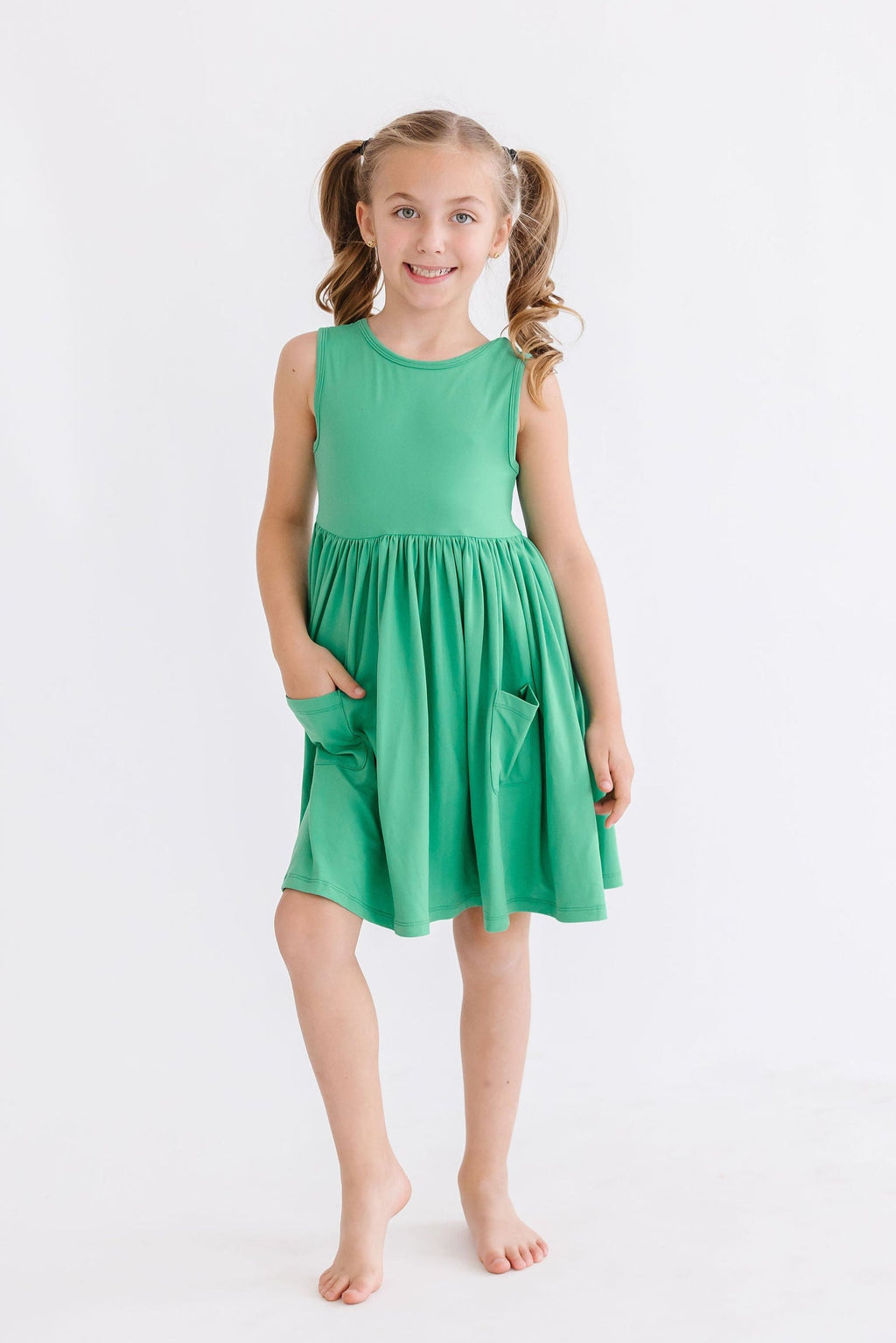 Mila & Rose ® Kelly Green Tank Pocket Twirl Dress — lifestyle context