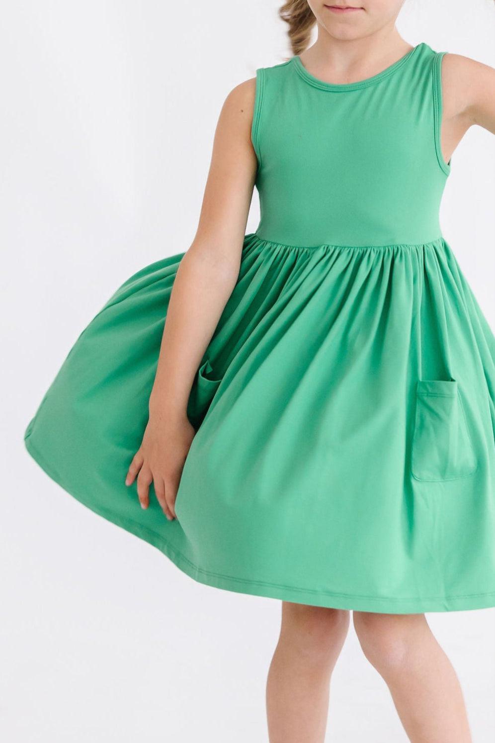 Mila & Rose ® Kelly Green Tank Pocket Twirl Dress — side view
