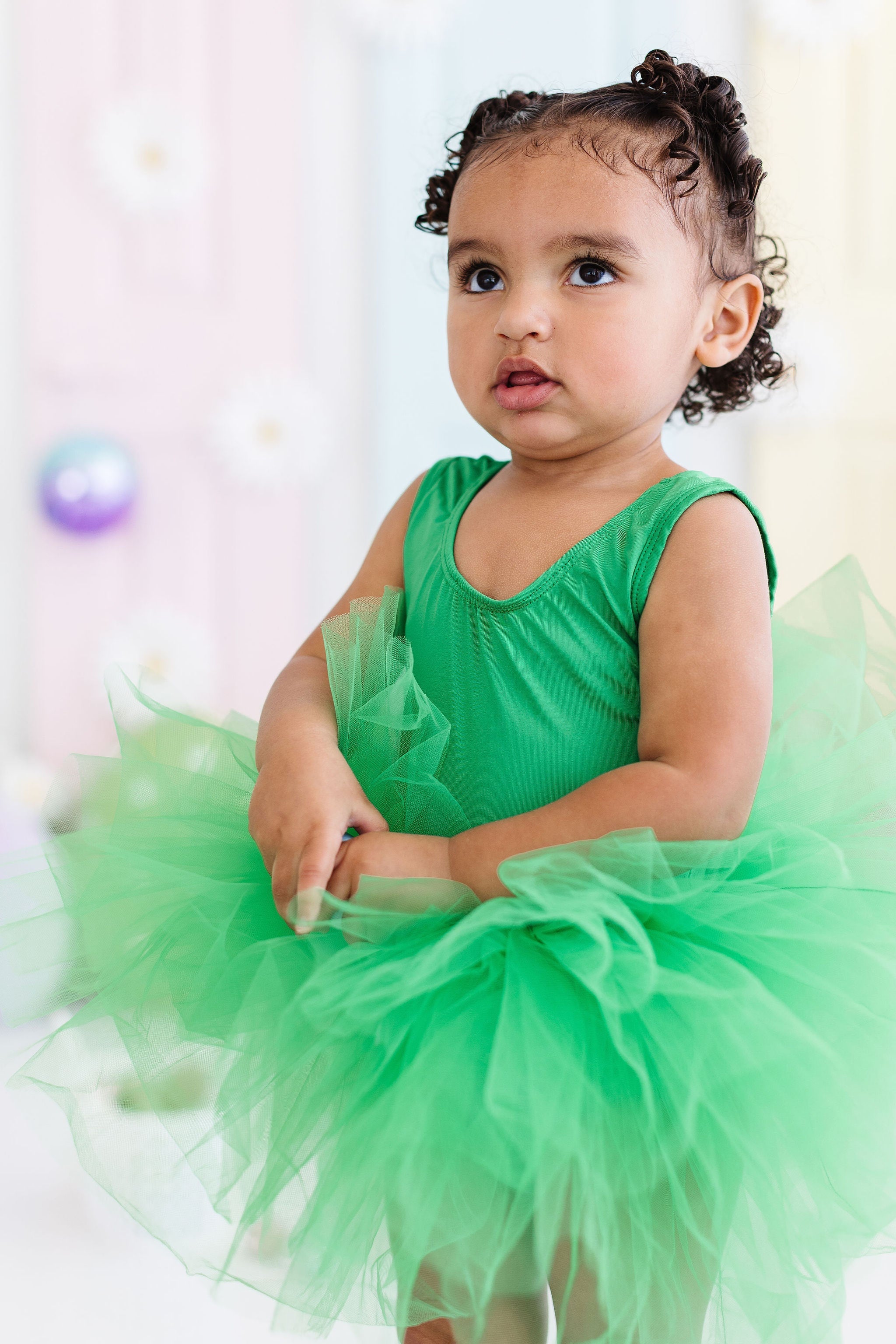Mila & Rose ® Kelly Green Tank Tutu Leotard — detail close-up
