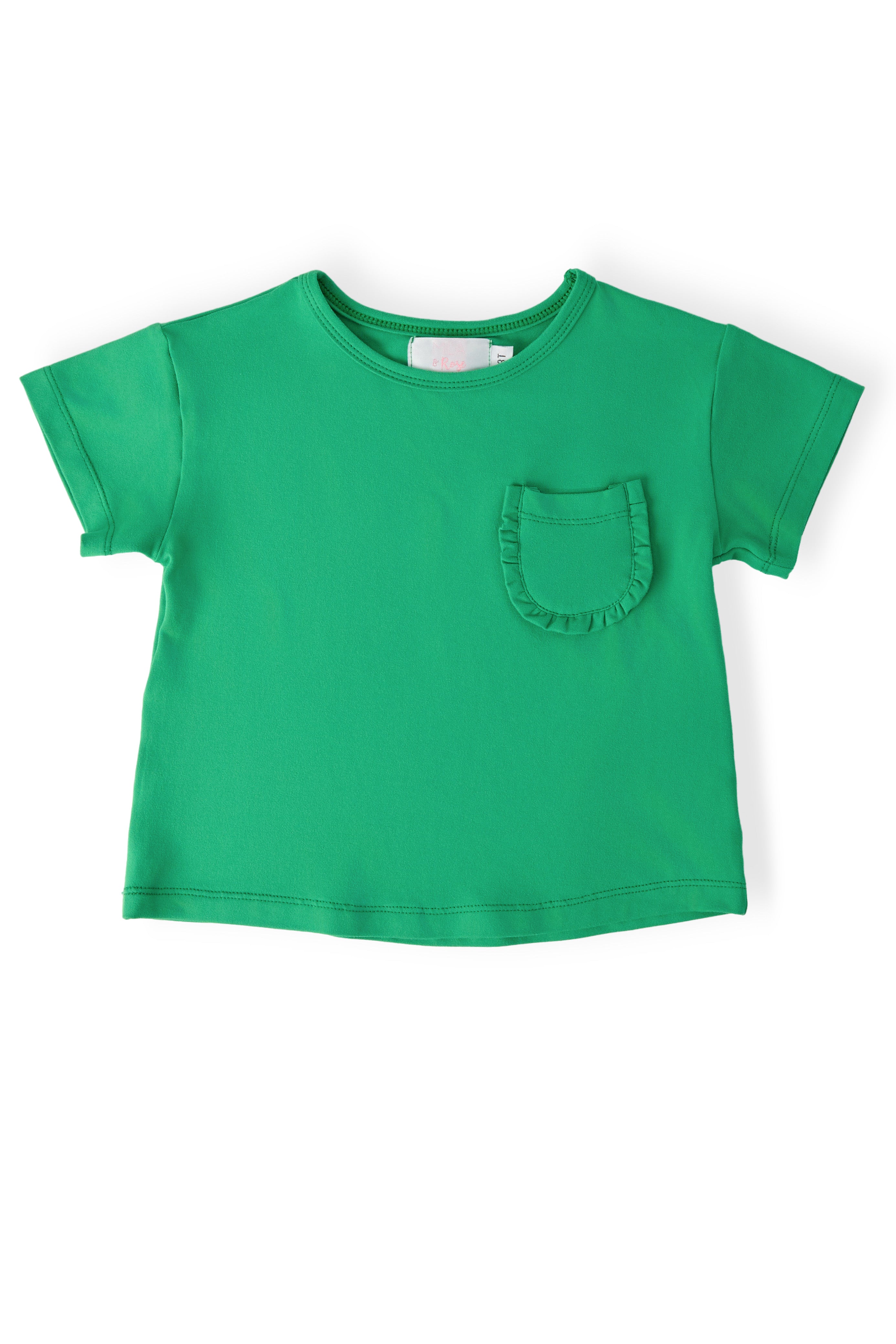Mila & Rose ® Kelly Green Ruffle Pocket Tee — main product shot