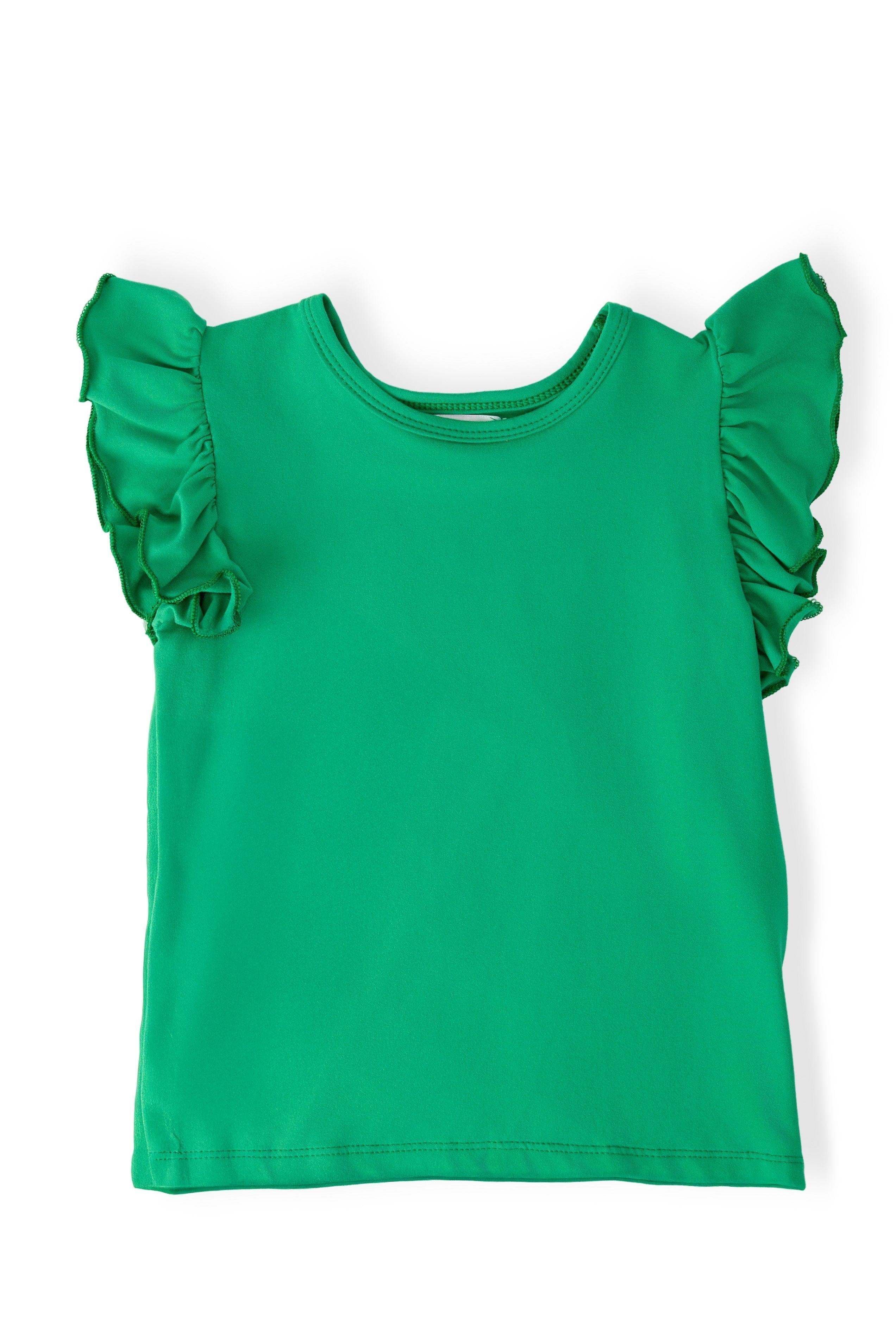 Mila & Rose ® Kelly Green S/S Ruffle Tee — main product shot