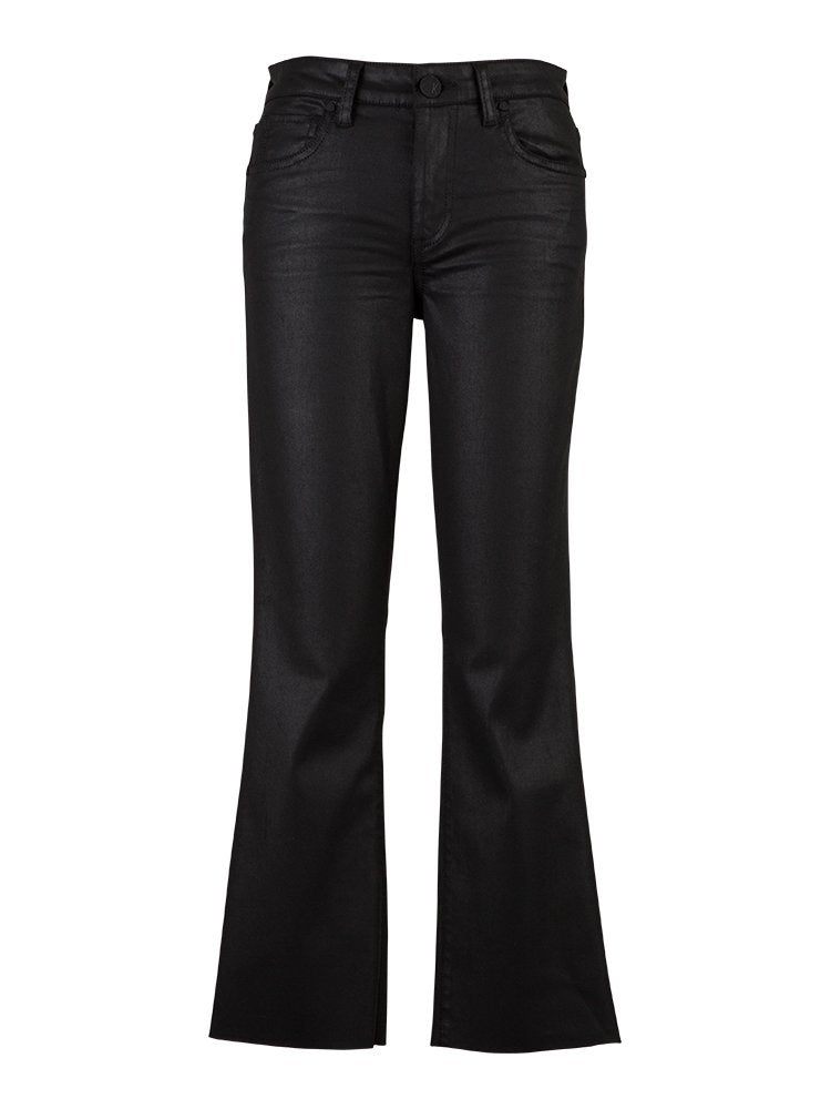 KADOU BOUTIQUE Kelsey Coated High Rise Ankle Flare Raw Hem — back view