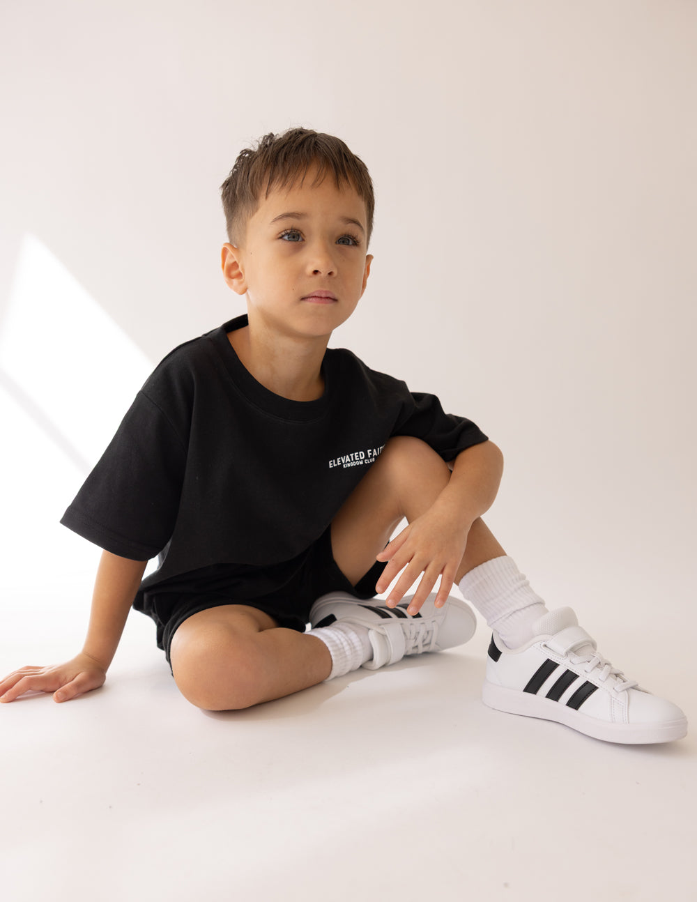Elevated Faith Kingdom Club Black Kids Tee — alternative angle