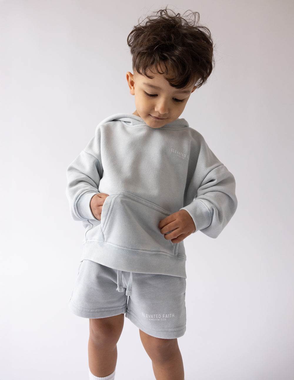 Elevated Faith Kingdom Club Blue Kids Hoodie — alternative angle
