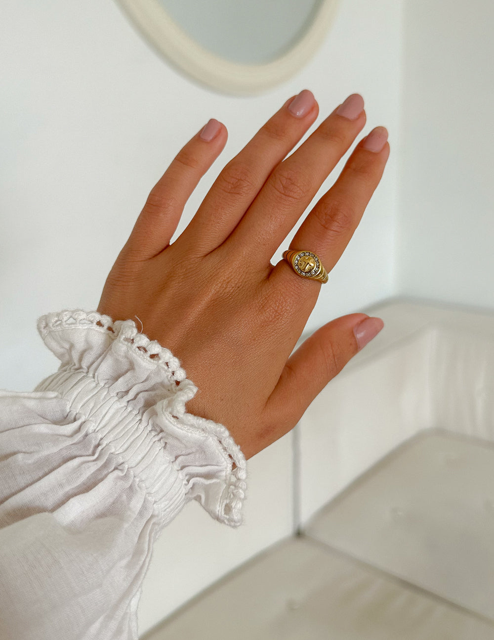 Elevated Faith Kingdom Signet Ring — detail close-up