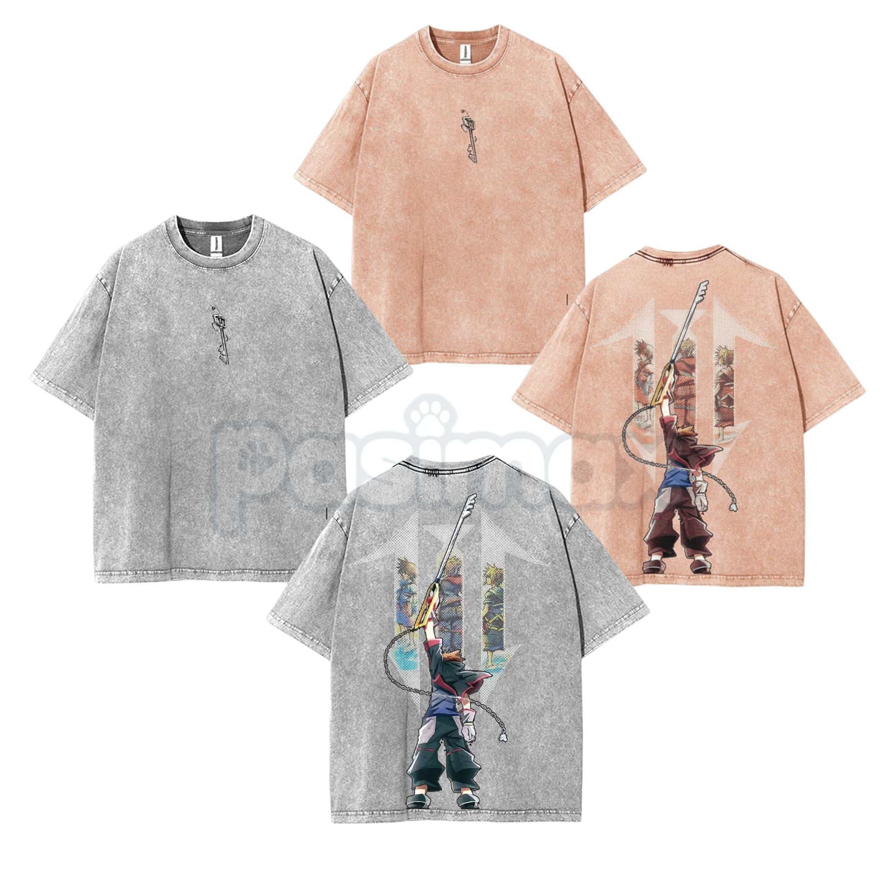 Pasimax Kingdom Hearts Sora Double-Sided Washed T-Shirt – Sora Keyblade Master Vintage Anime Tee — main product shot