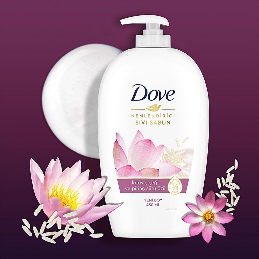 Dove Moisturizing Liquid Hand Soap with Lotus Flower & Rice Milk Extract - Gentle, Dermatologically Tested, 15.22 fl oz