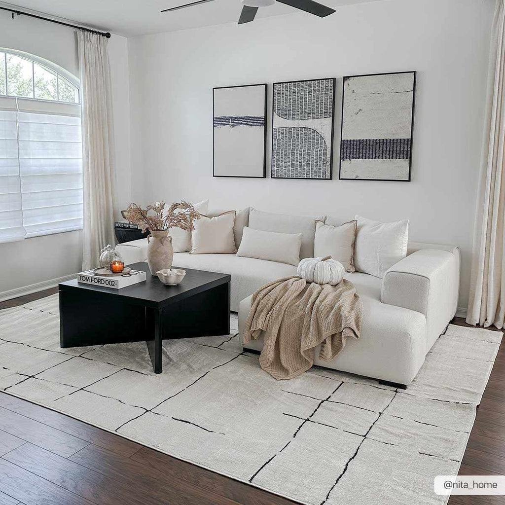 Koume Beige Maze Area Rug – Boutique Rugs, view 3