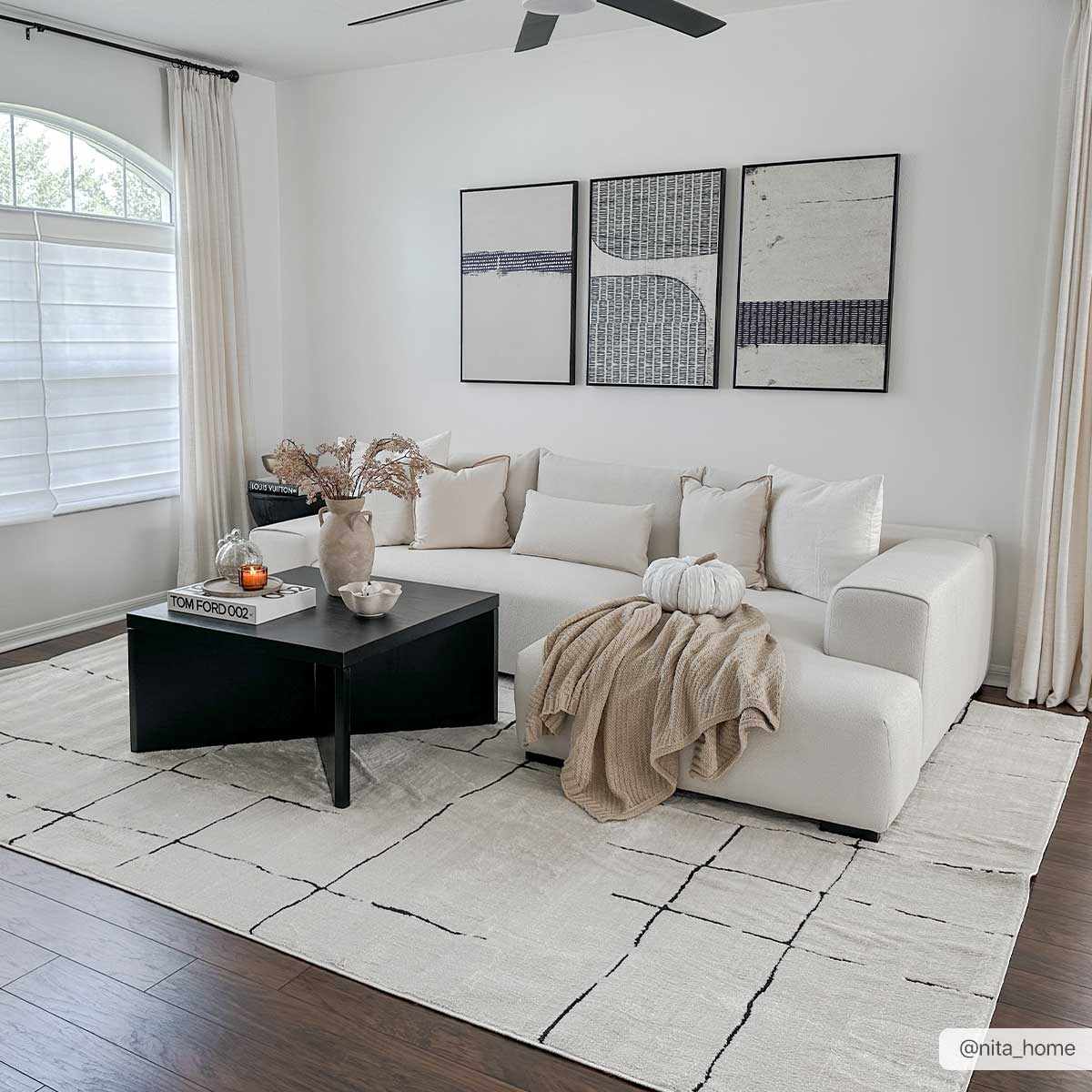 Koume Beige Maze Area Rug – Boutique Rugs, view 3