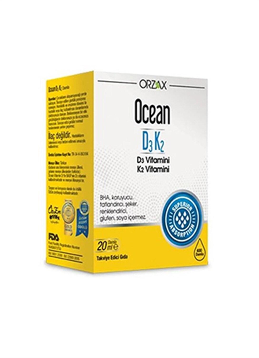 Ocean D3K2 Vitamin D3 & K2 Supplement for Adults - Liquid Drops for Bone & Immune Health