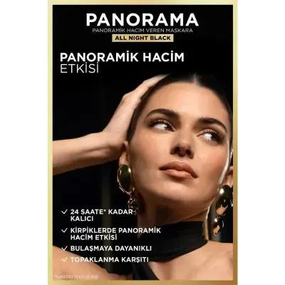 L'Oreal Paris Panorama Mascara - All Night Black: Volumizing, Lengthening, Long-Lasting, Smudge-Proof Eyelash Enhancer