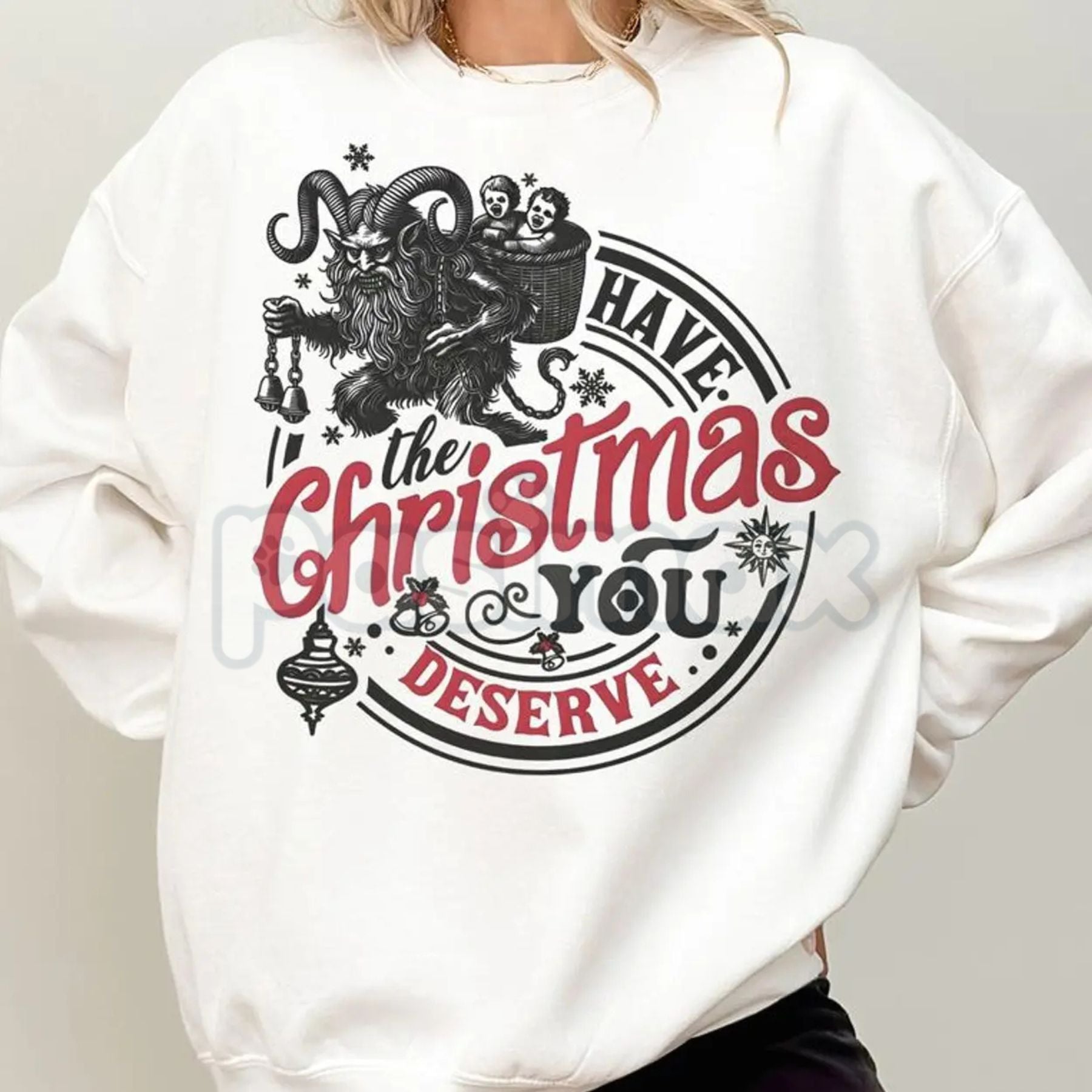 Pasimax Krampus Christmas Sweatshirt | Sarcastic Funny Krampusnacht Jumper | Spooky Gothic Holiday Crewneck | Alternative Xma