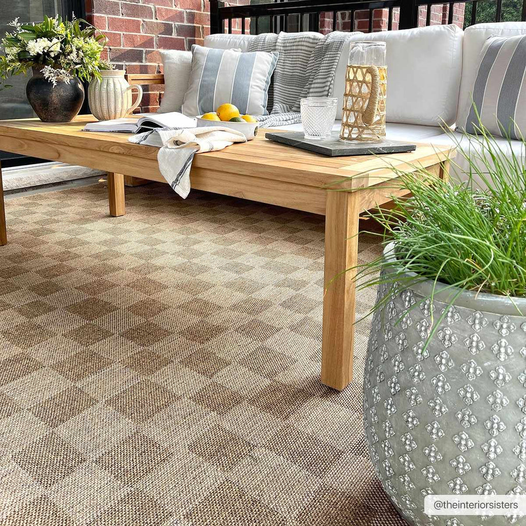 Kuval Checkered Brown Outdoor Rug – Boutique Rugs, view 3