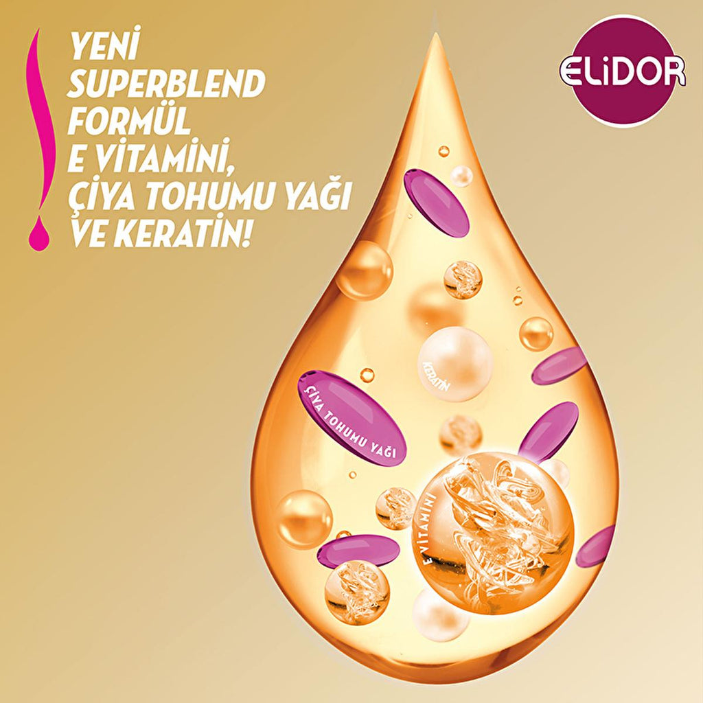 Elidor Hair Loss Conditioner: E Vitamin, Chia Seed Oil & Keratin - Hair Breakage Treatment, Strengthening Hair Conditioner, Hair Repair, Split Ends - 11.83 fl oz
