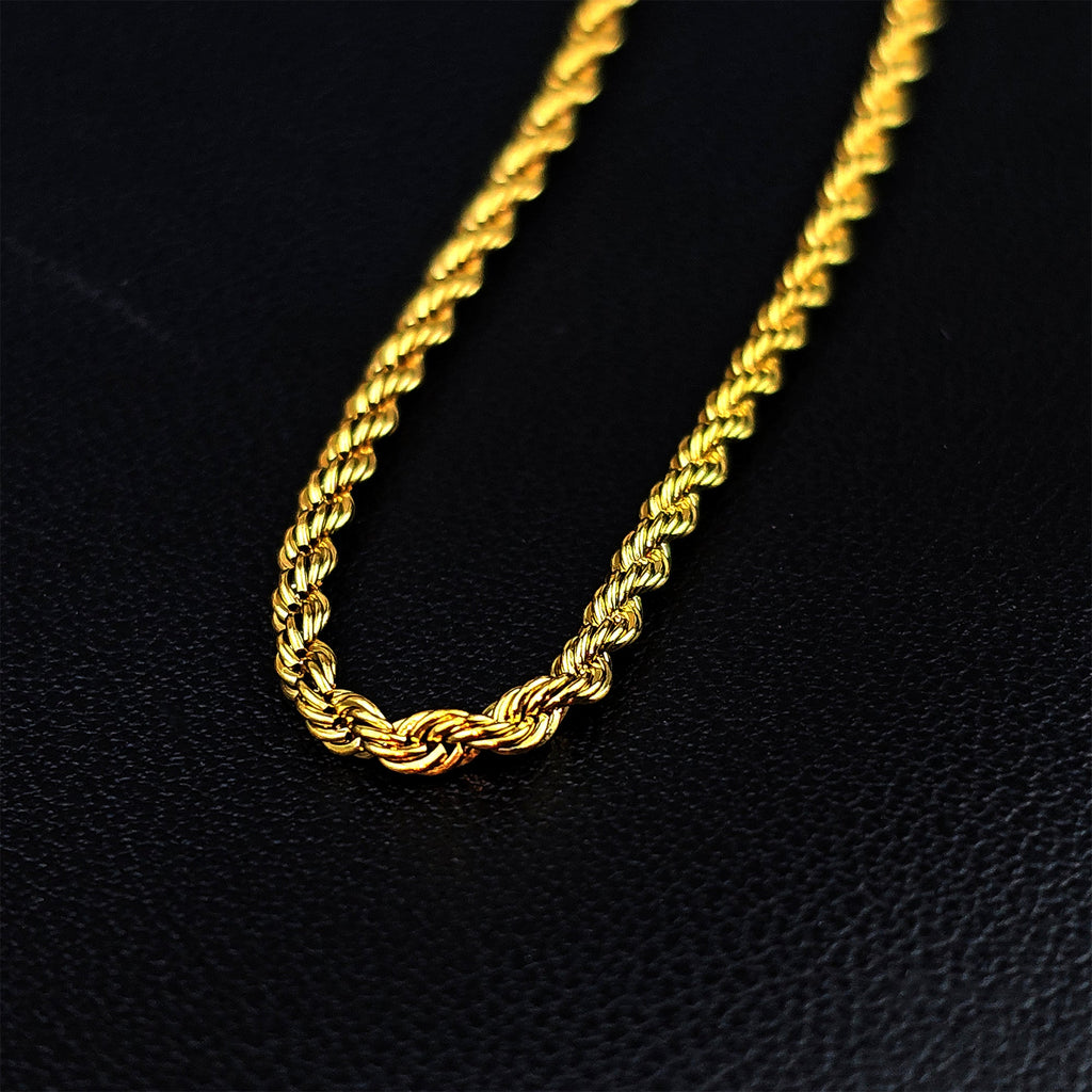 BodyCandy Stainless Steel Gold Tone PVD Rope Chain Layering Necklace — detail close-up