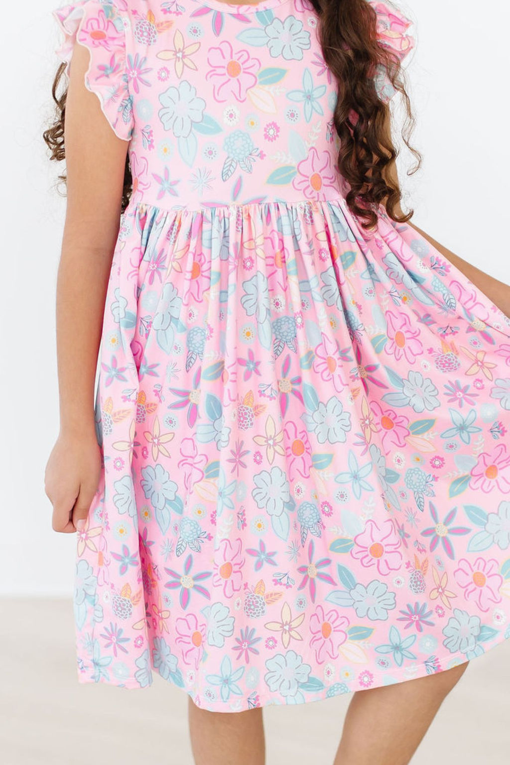 Mila & Rose ® Beachy Blooms Flutter Sleeve Twirl Dress — lifestyle context