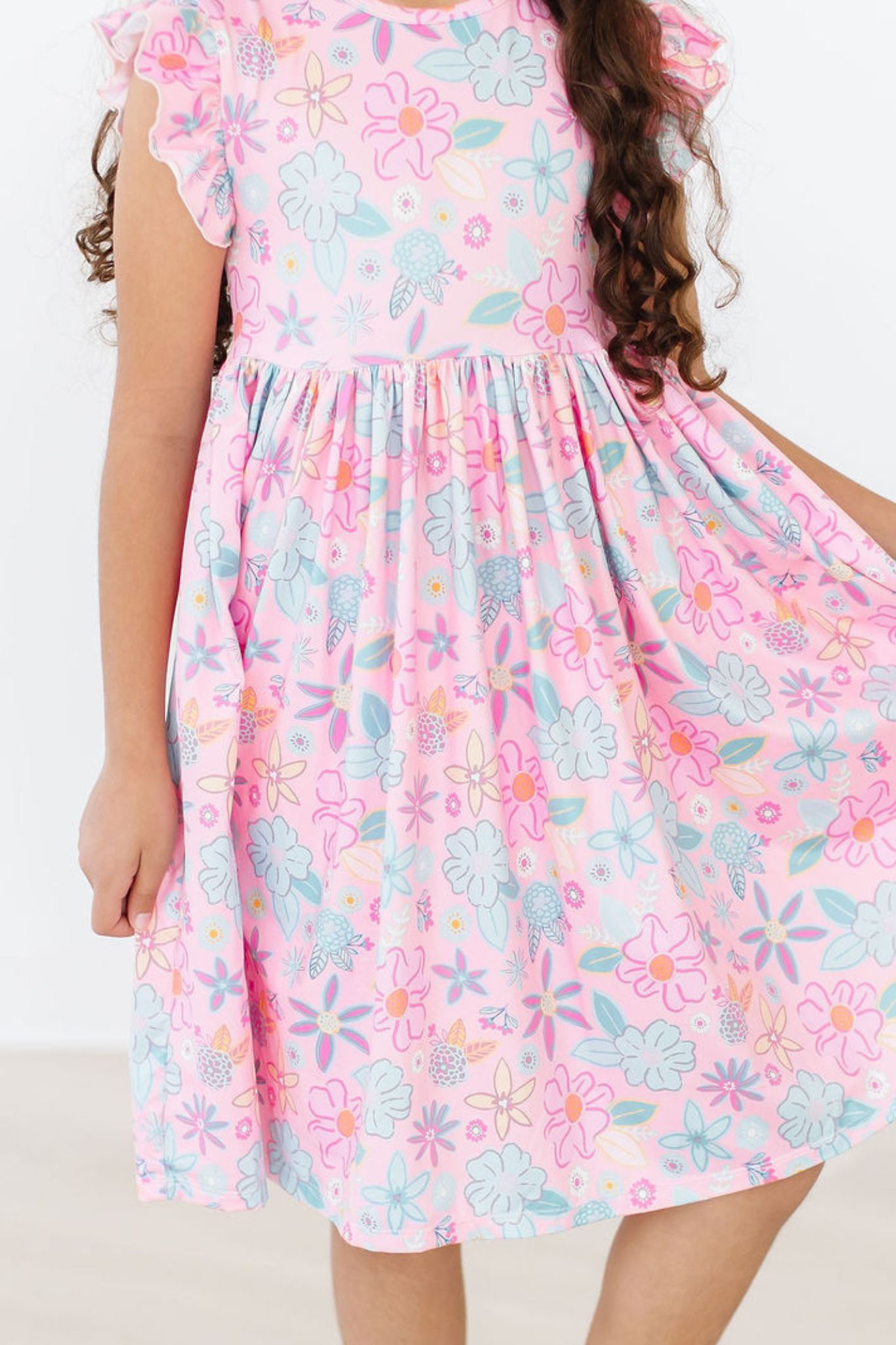 Mila & Rose ® Beachy Blooms Flutter Sleeve Twirl Dress — lifestyle context