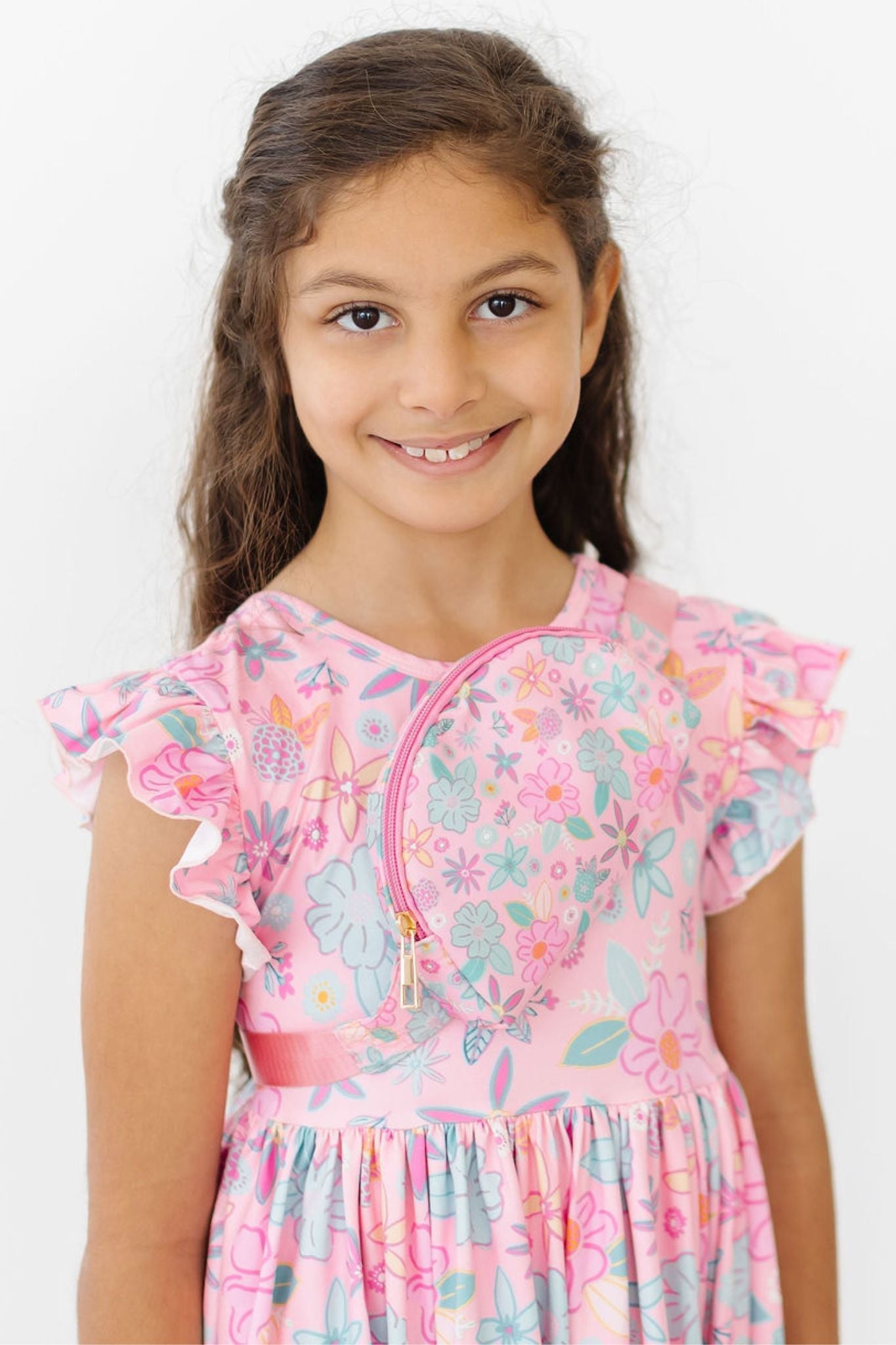 Mila & Rose ® Beachy Blooms Flutter Sleeve Twirl Dress — alternative angle