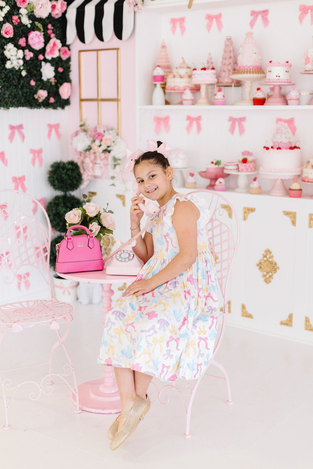 Mila & Rose ® Bow-tastic Flutter Sleeve Twirl Dress — detail close-up