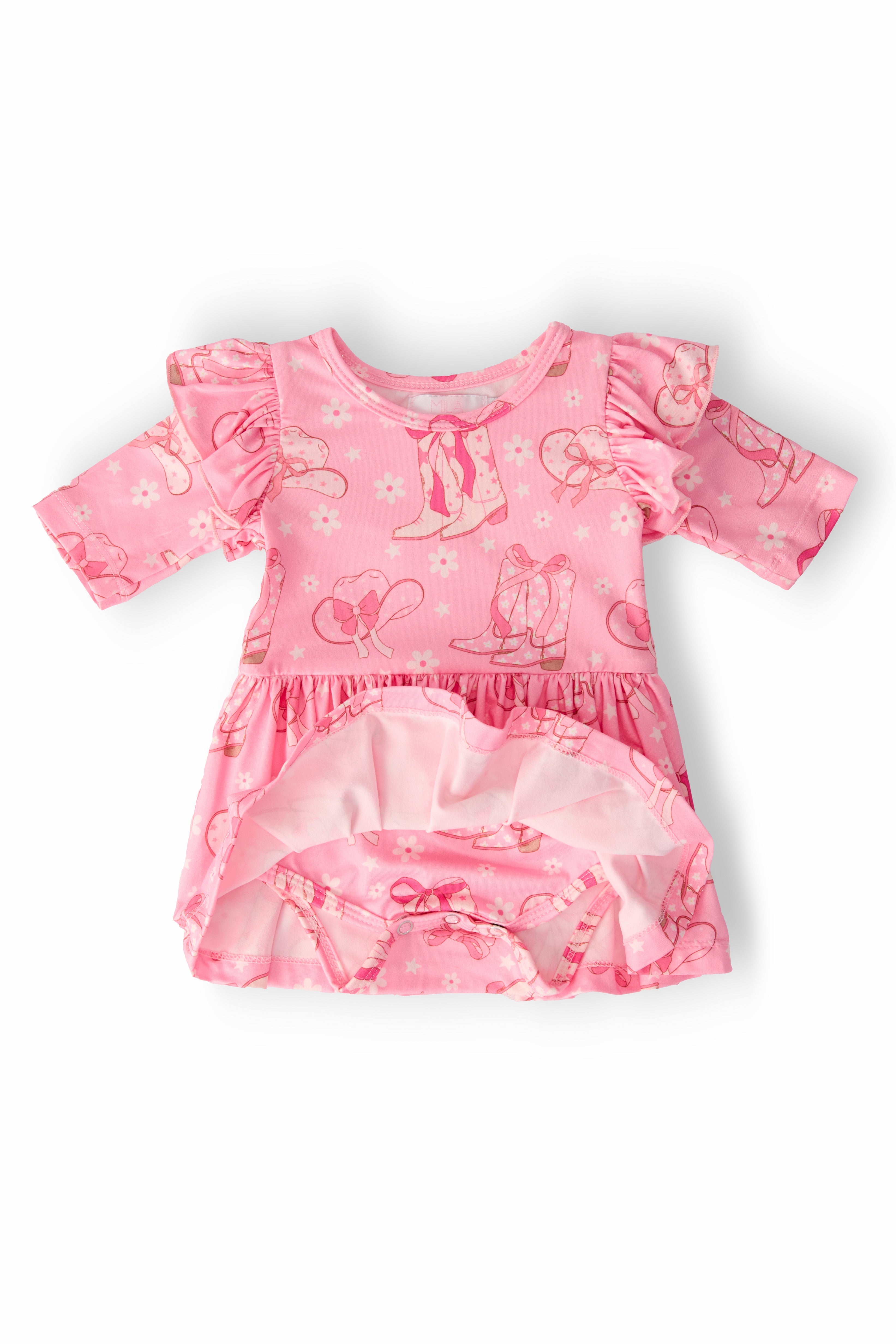 Howdy 3/4 Sleeve Flutter Twirl Bodysuit