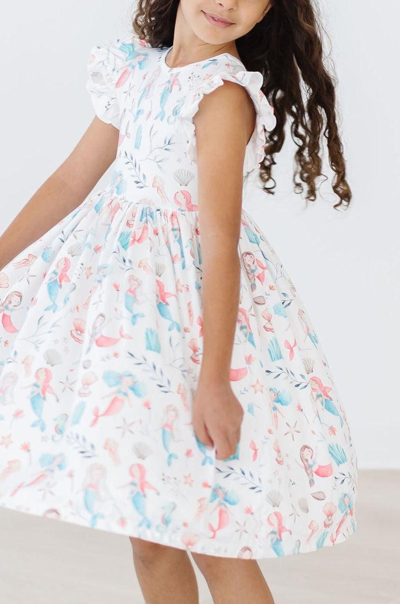 Mila & Rose ® Mermaid Friends Flutter Sleeve Twirl Dress — lifestyle context