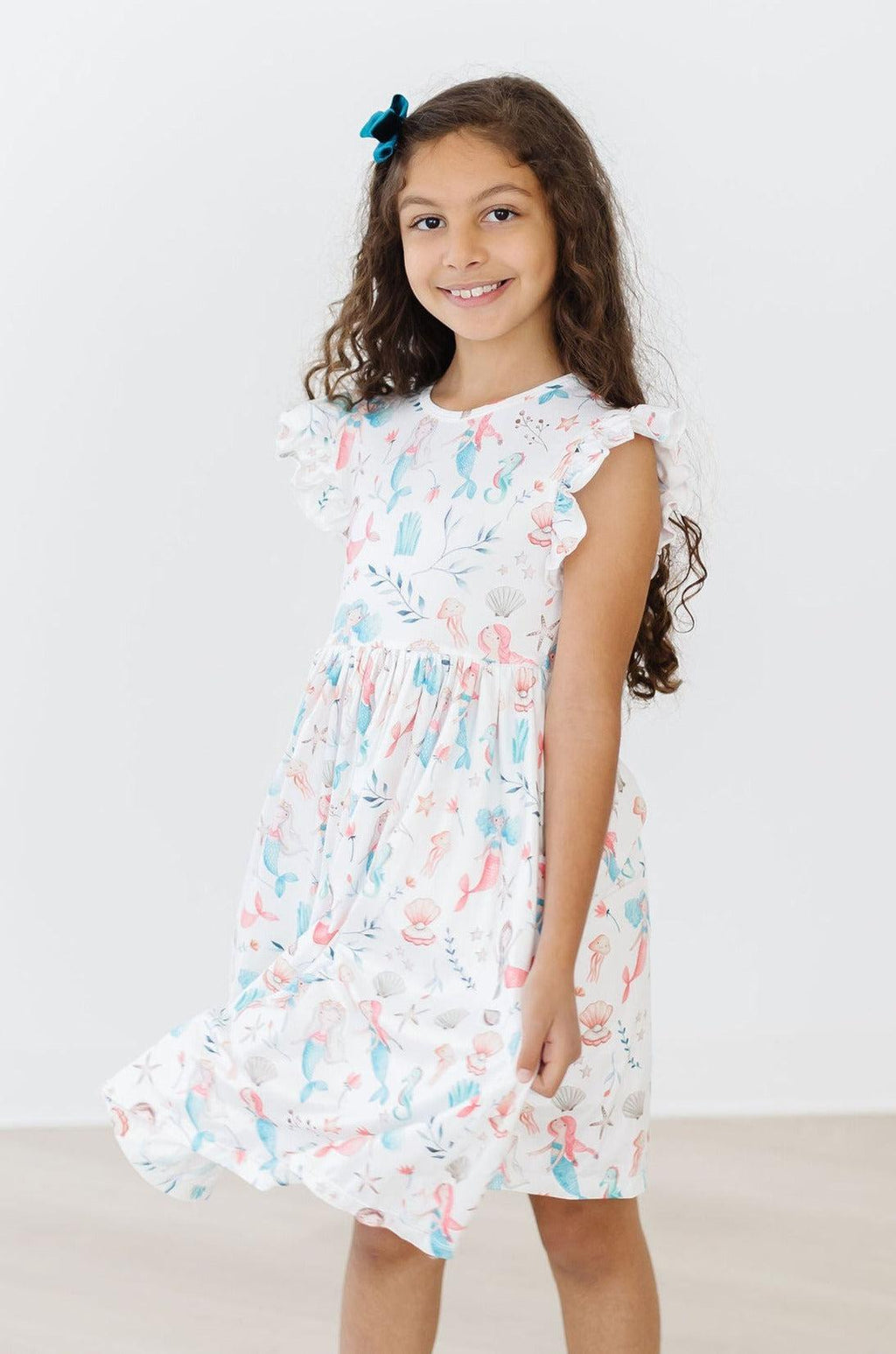 Mila & Rose ® Mermaid Friends Flutter Sleeve Twirl Dress — main product shot