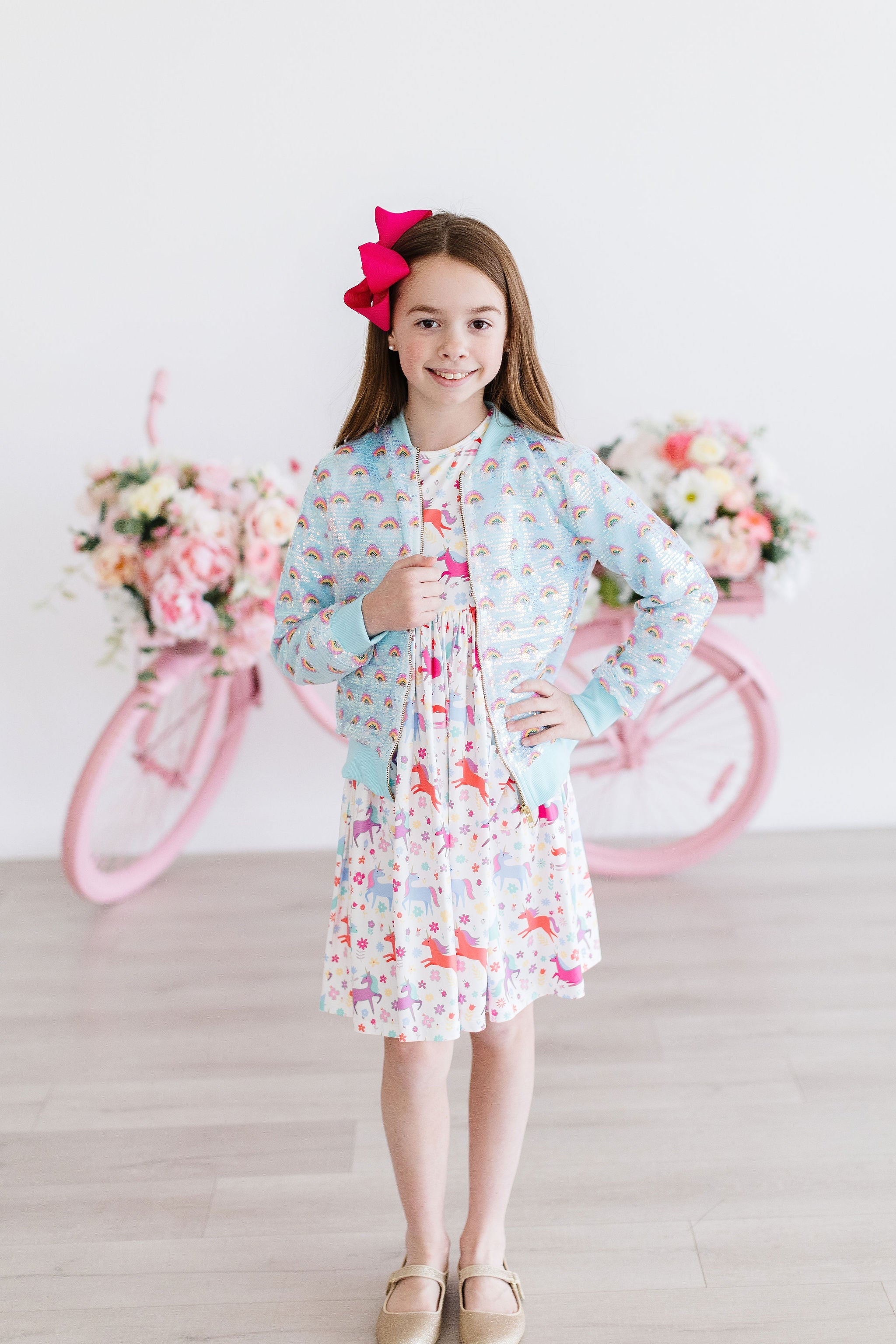 Mila & Rose ® Mint Rainbow Sequin Jacket — detail close-up