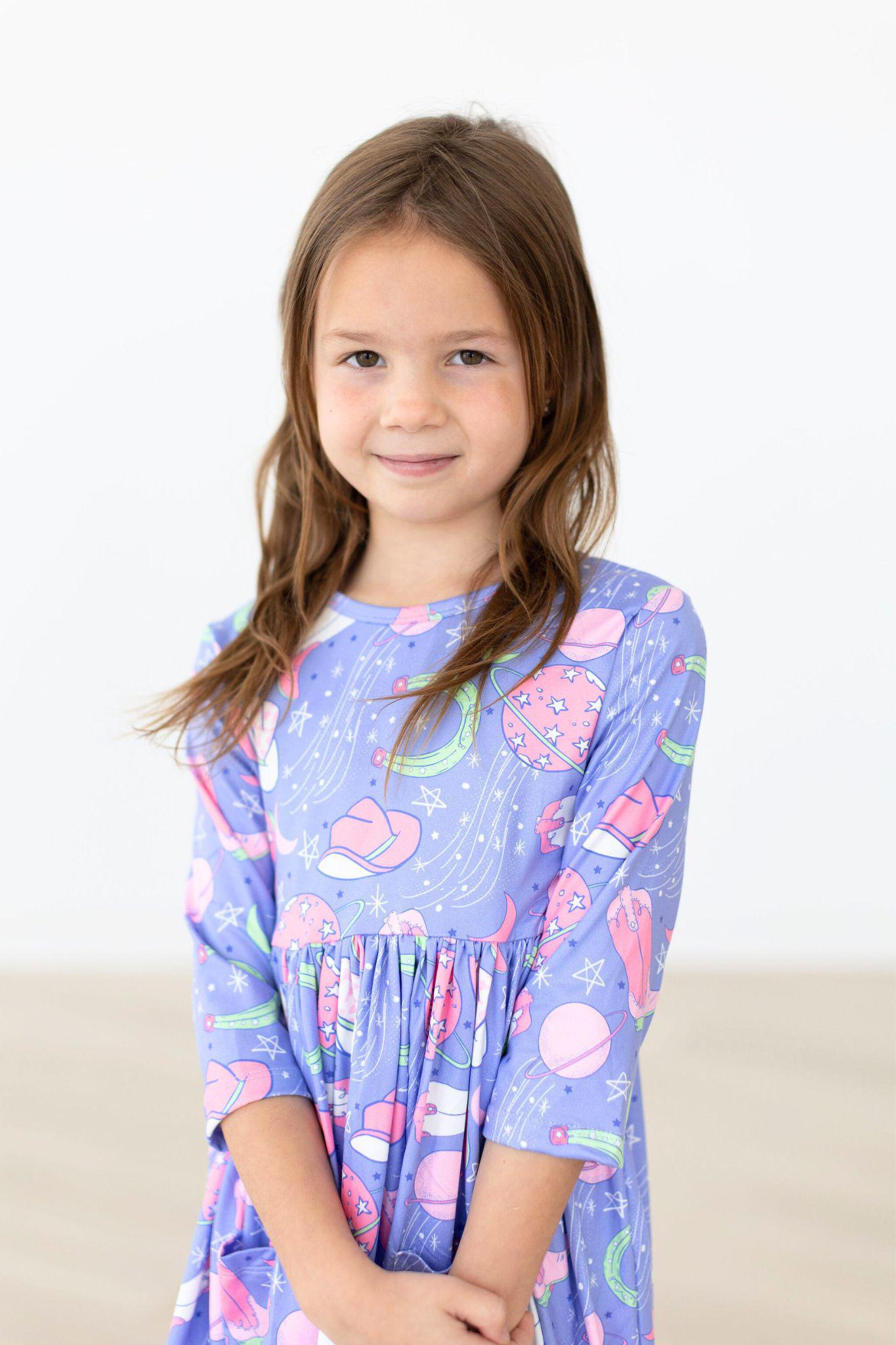 Mila & Rose ® SALE Neon Moon 3/4 Sleeve Pocket Twirl Dress — detail close-up