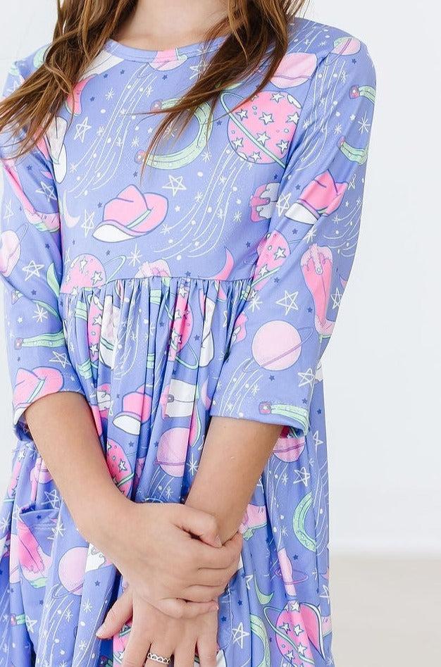 Mila & Rose ® SALE Neon Moon 3/4 Sleeve Pocket Twirl Dress — lifestyle context