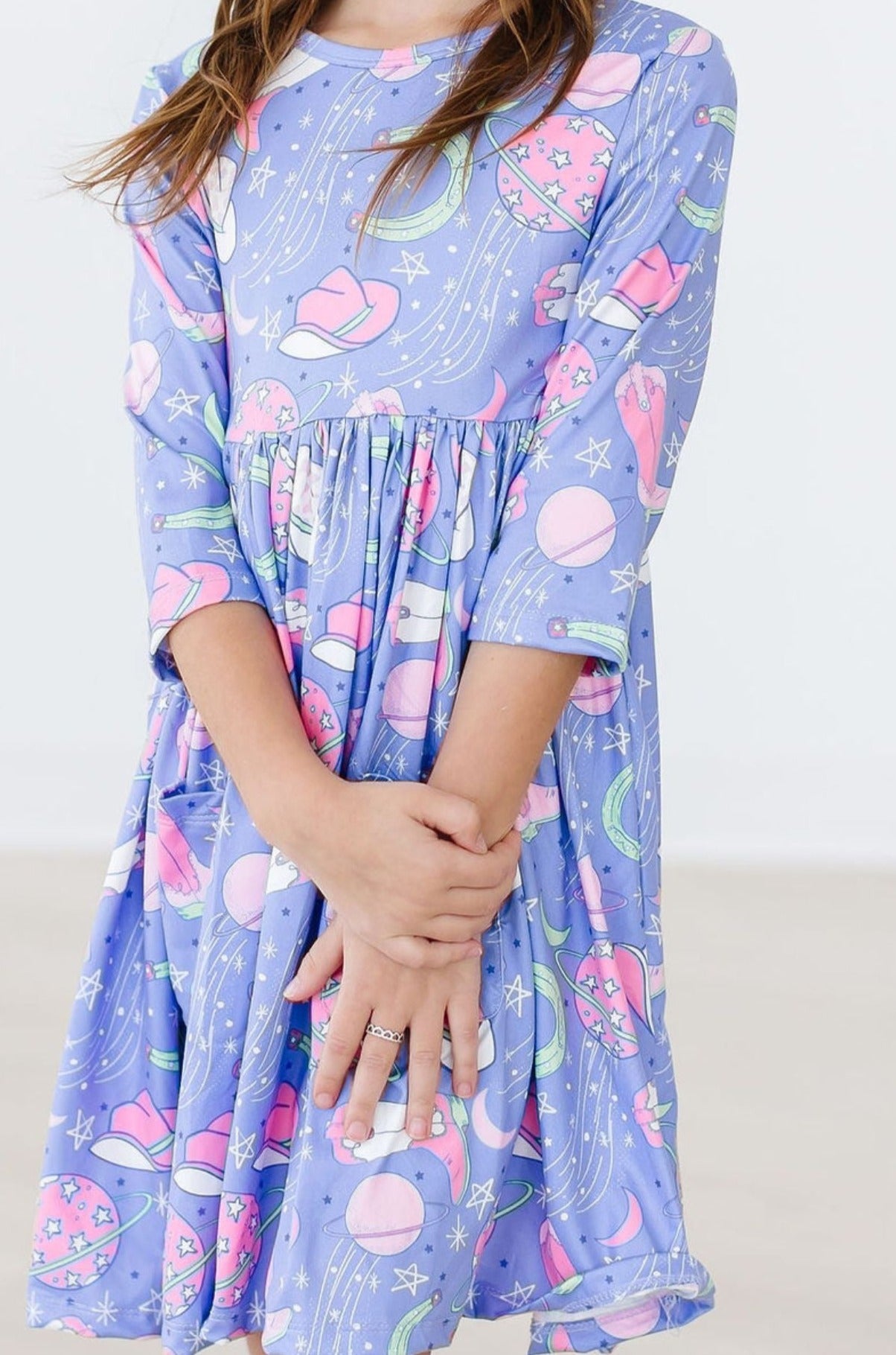 Mila & Rose ® SALE Neon Moon 3/4 Sleeve Pocket Twirl Dress — main product shot