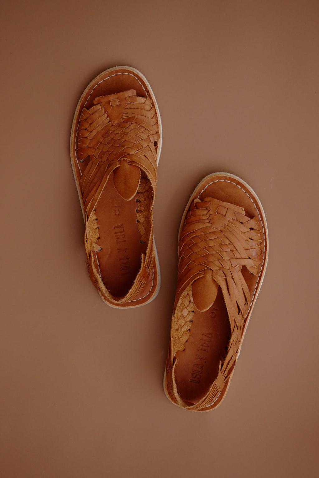 LOLA Y TULA Camel Leather Pachuco Huarache — side view