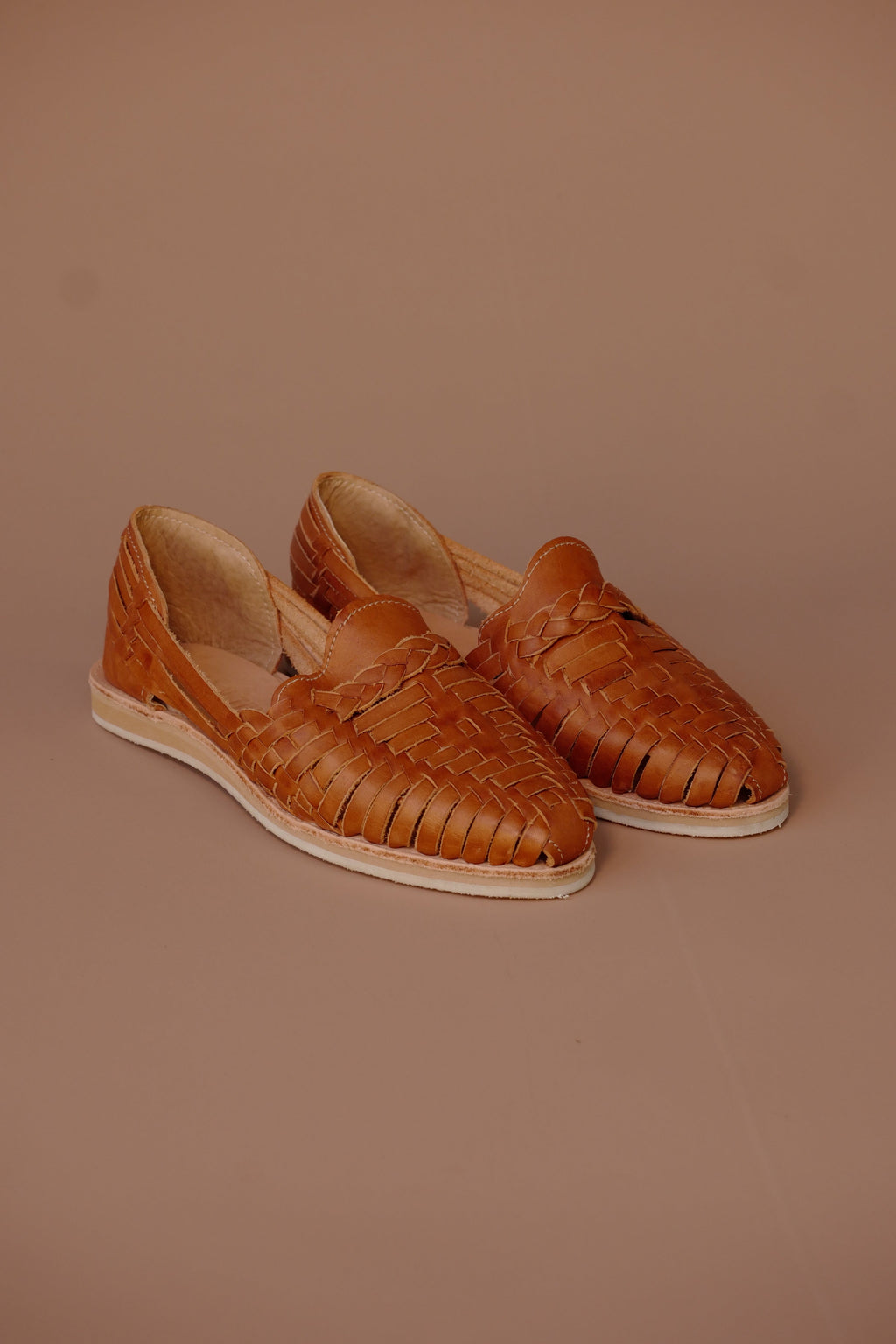 LOLA Y TULA Camel Leather Huarache — side view