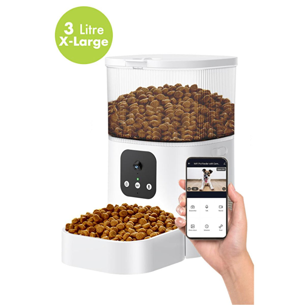 Kiwi Pets Smart Pet Feeder: 3L Automatic Food Dispenser with App Control & Voice Recording - Programmable Cat & Dog Feeder