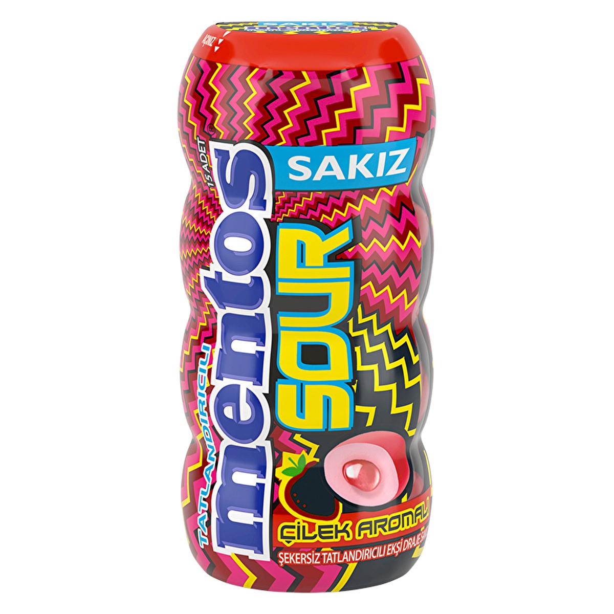 Mentos Sour Chewing Gum, Strawberry Flavored - 30g Pack | Intense Sour Taste & Fruity Experience