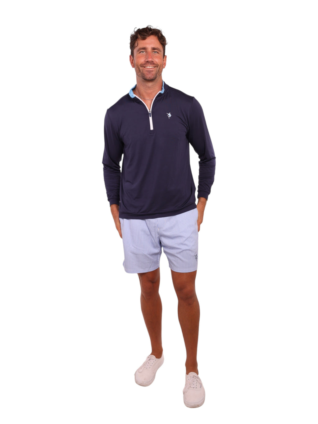 White Water Life Long Beach Quarter Zip Ultra Soft Lightweight — construction detail
