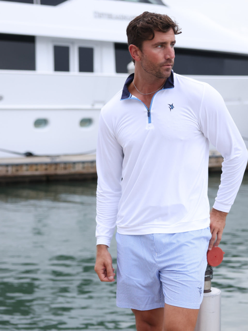 White Water Life Freeport Short Effortless Performance — White Water Life branding close-up