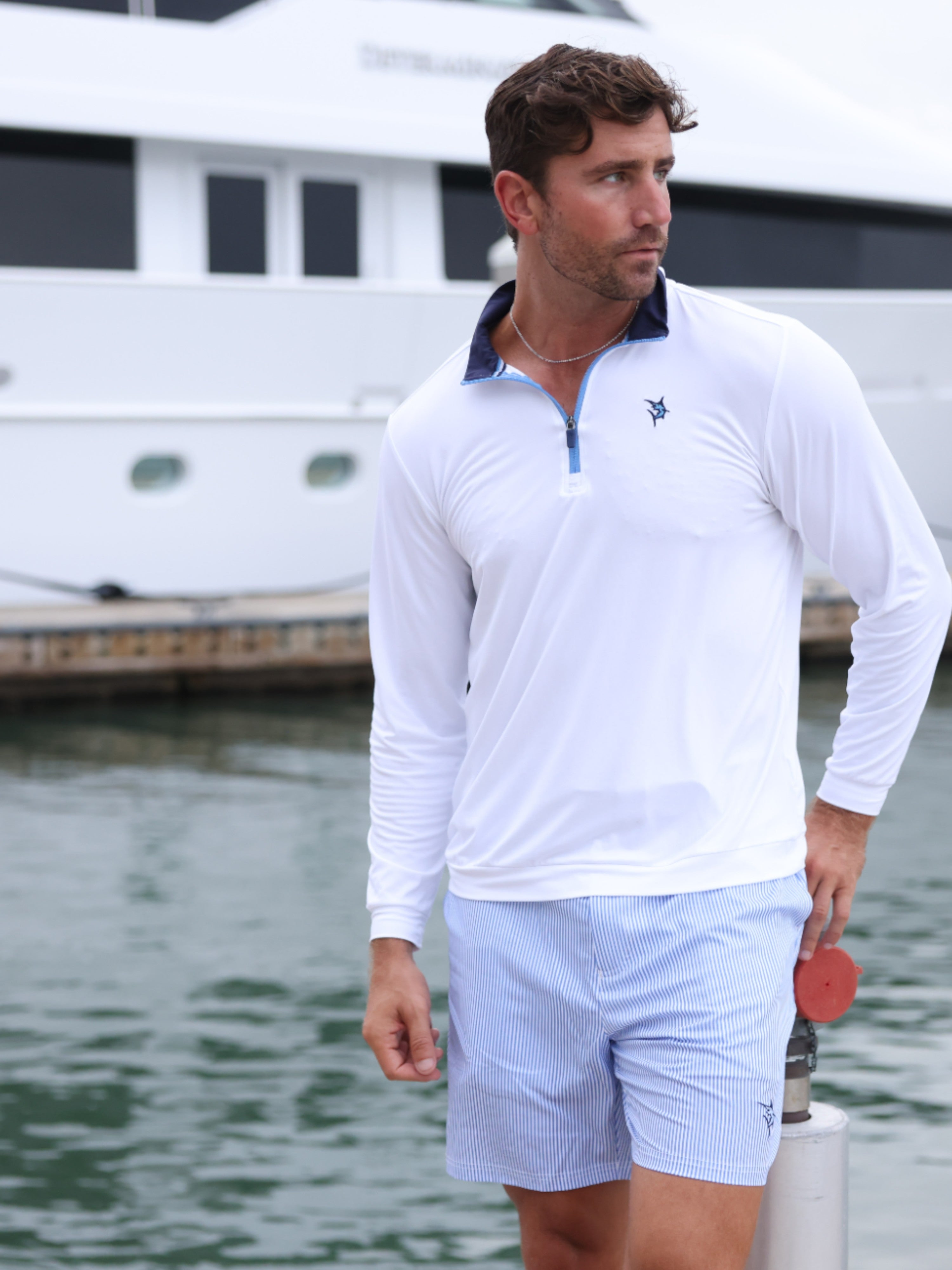 White Water Life Freeport Short Effortless Performance — White Water Life branding close-up