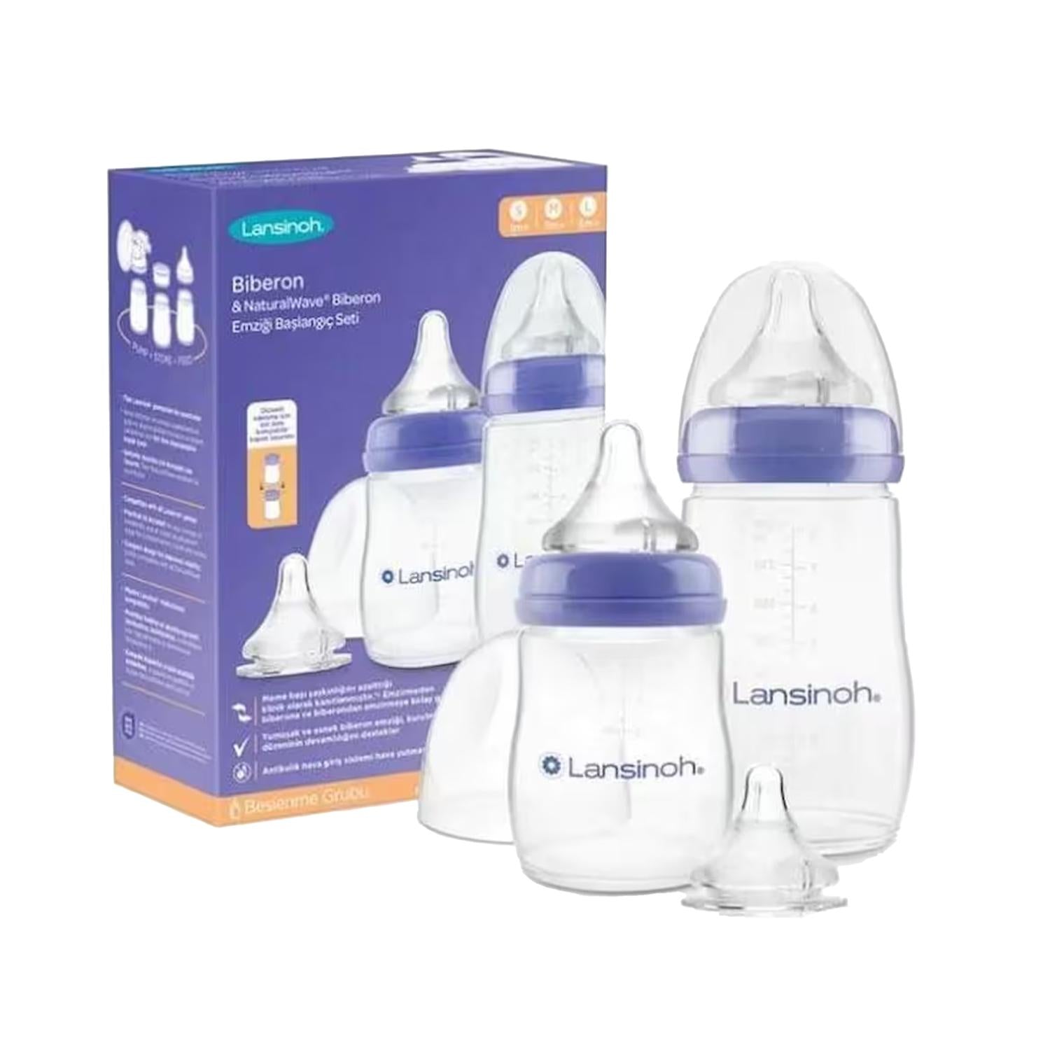 Lansinoh Baby Bottle and Nipple Starter Set with NaturalWave Nipple Design