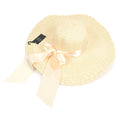KADOU BOUTIQUE Women's Wide Brim Bow Straw Beach Hat — main product shot