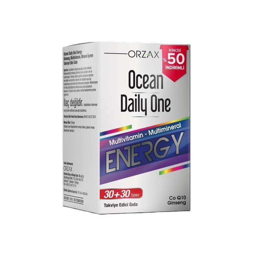 Ocean Daily One Energy Dietary Supplement - 60 Tablets (30+30) with CoQ-10, Ginseng, Multivitamin & Multimineral