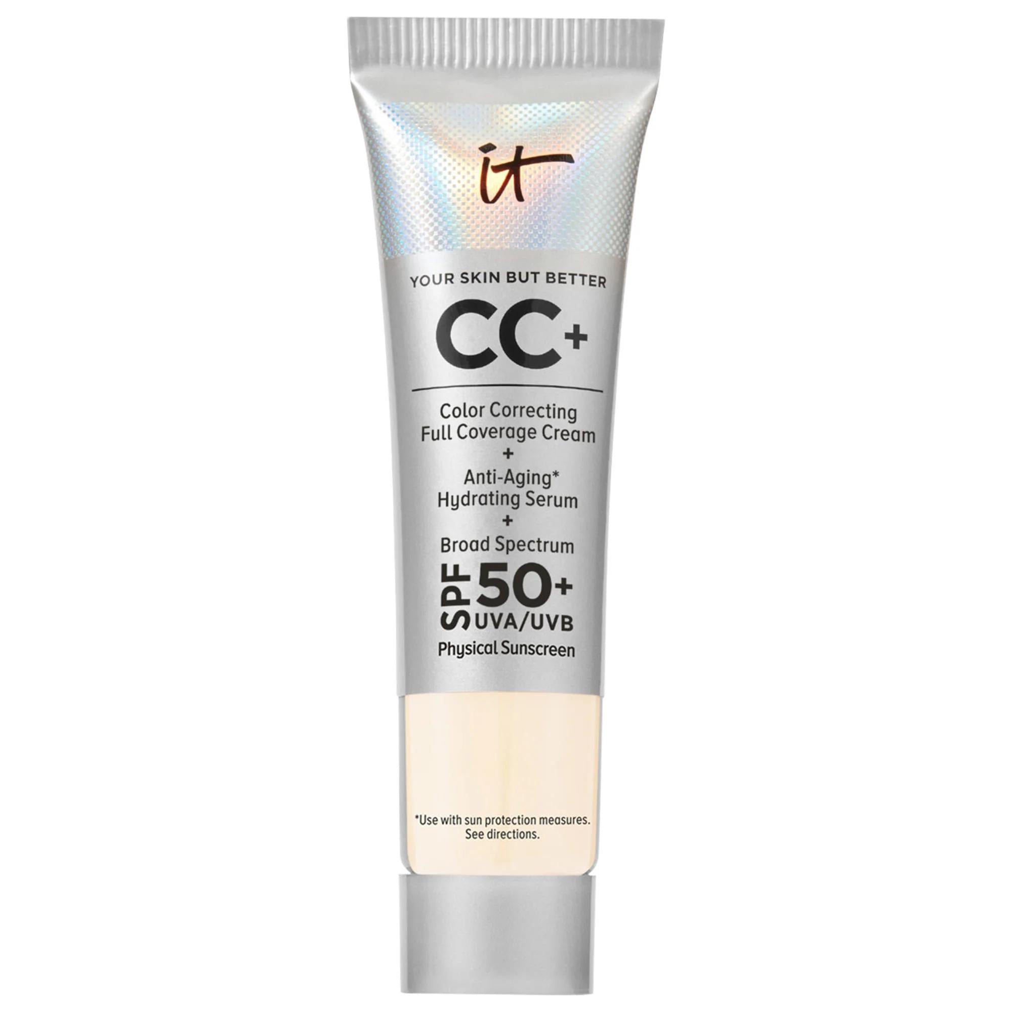 IT Cosmetics CC+ Cream Full Coverage Foundation: SPF 50+ Anti-Aging Color Correcting Cream for Flawless, Hydrated Skin